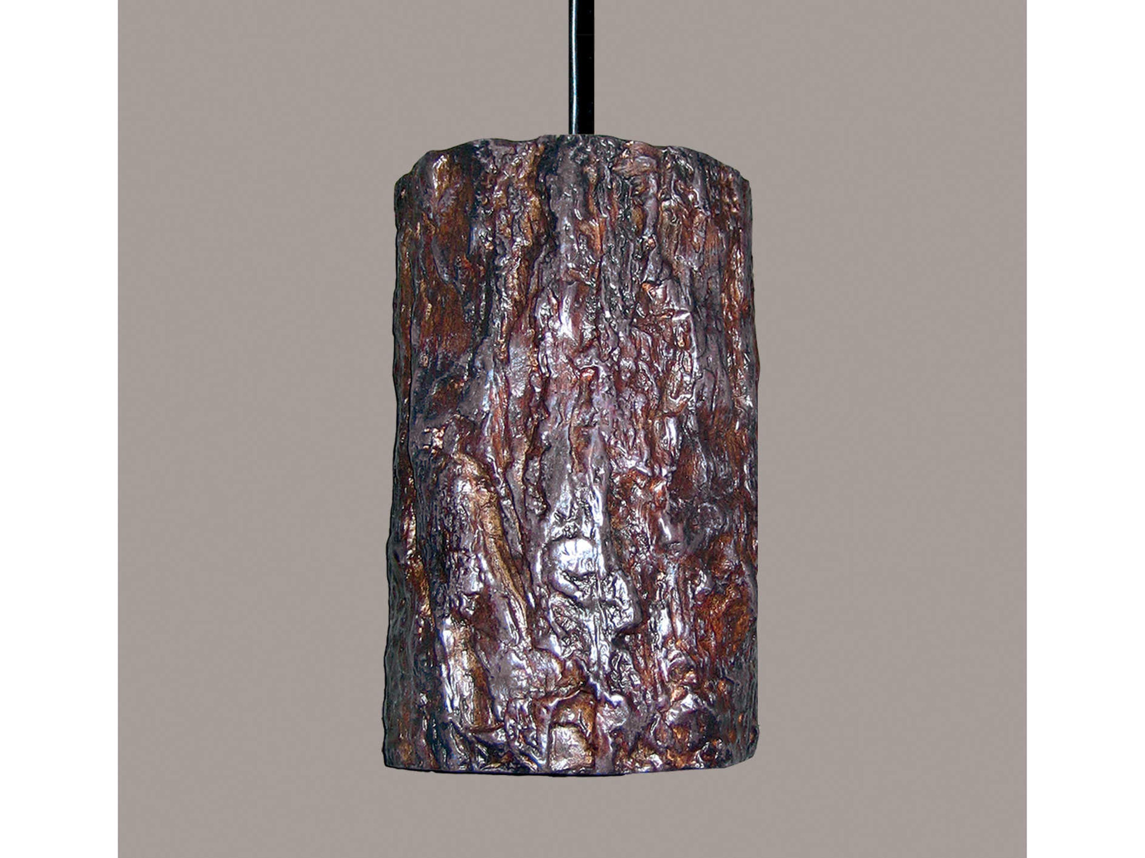 A19 Bark 1-Light Bark Brown Cylinder Mini Pendant