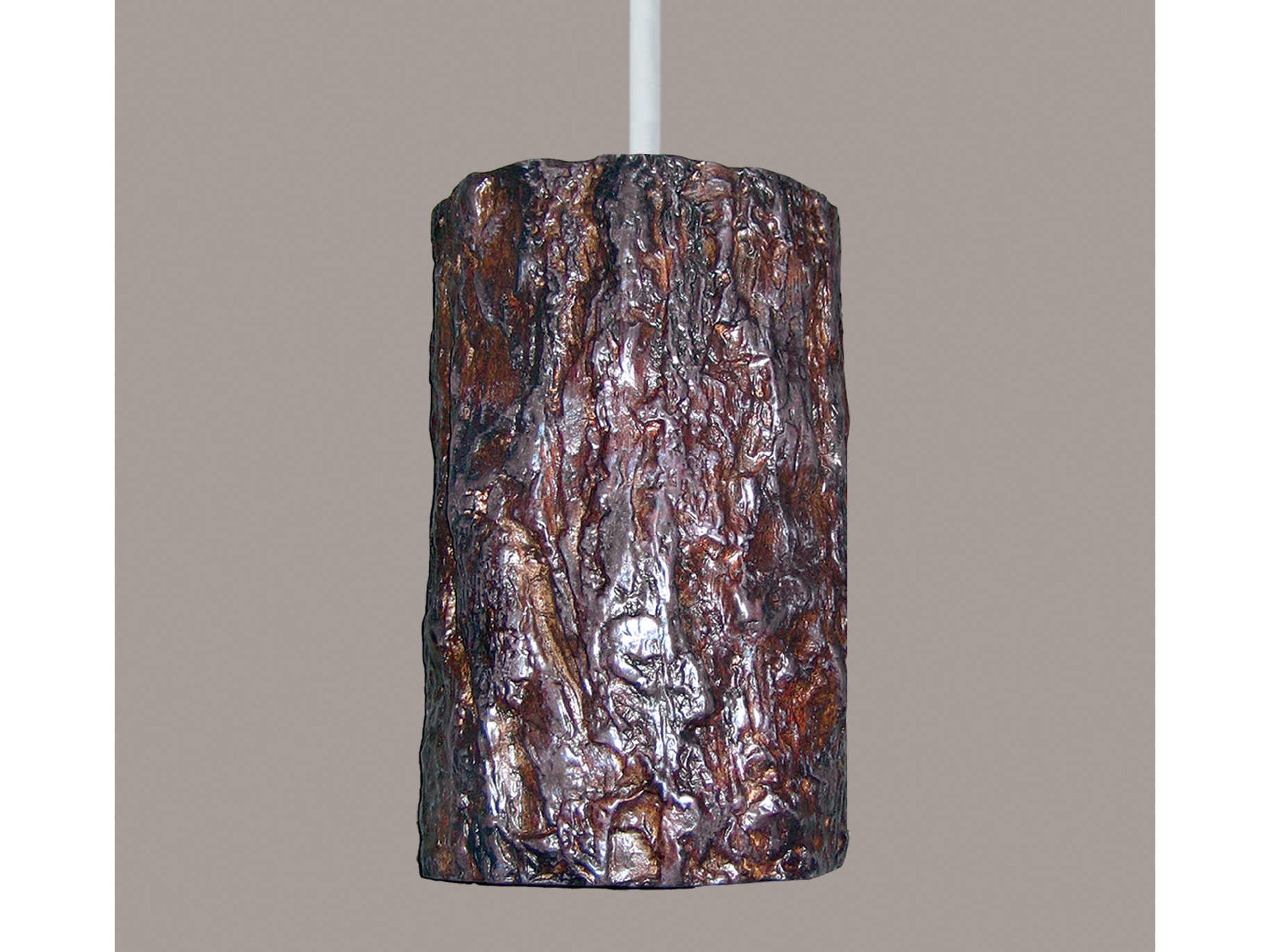 A19 Bark 1-Light Bark Brown Cylinder Mini Pendant