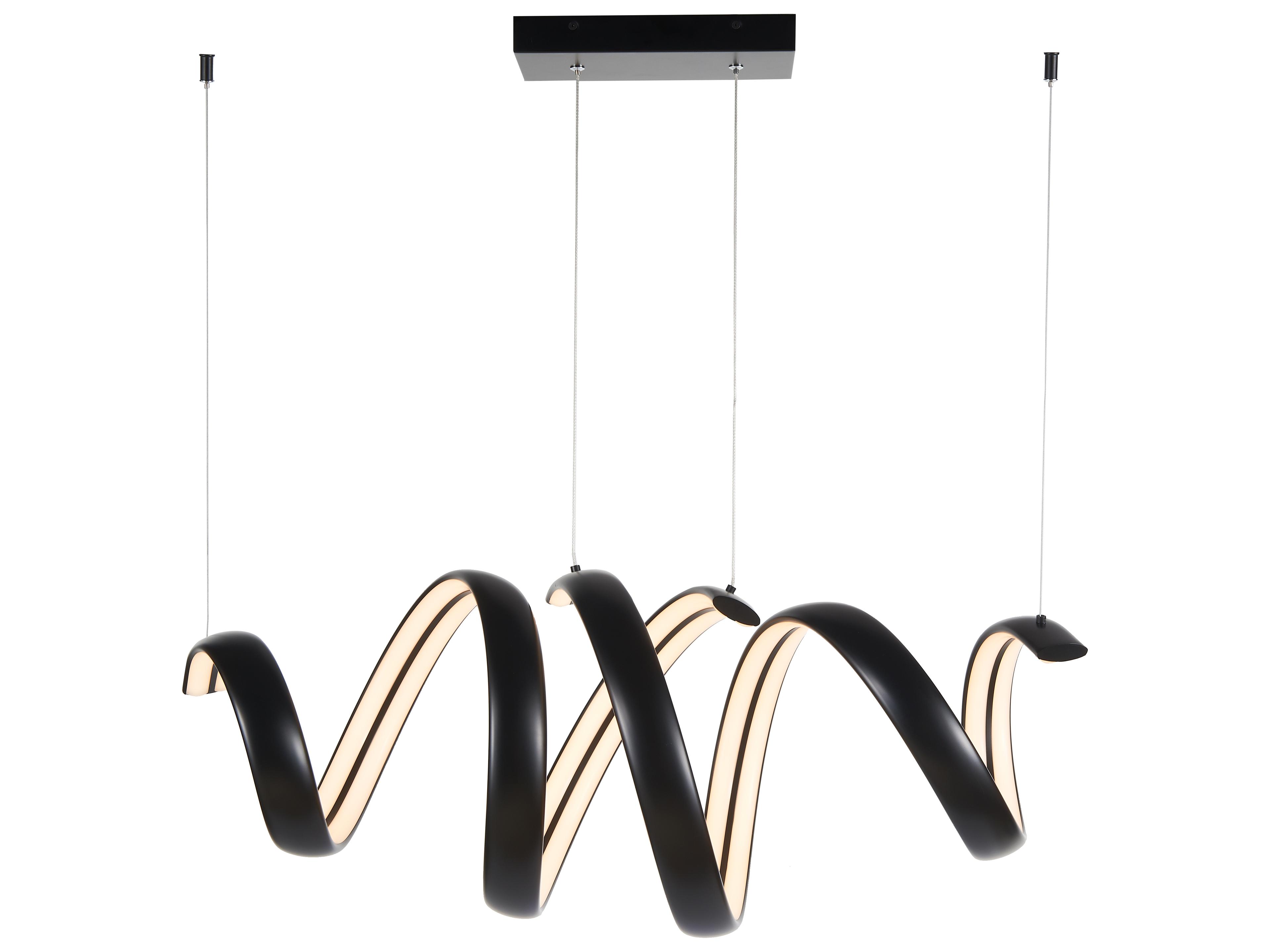 Lighting Sling LED Linear Spring Pendant in Matte Black