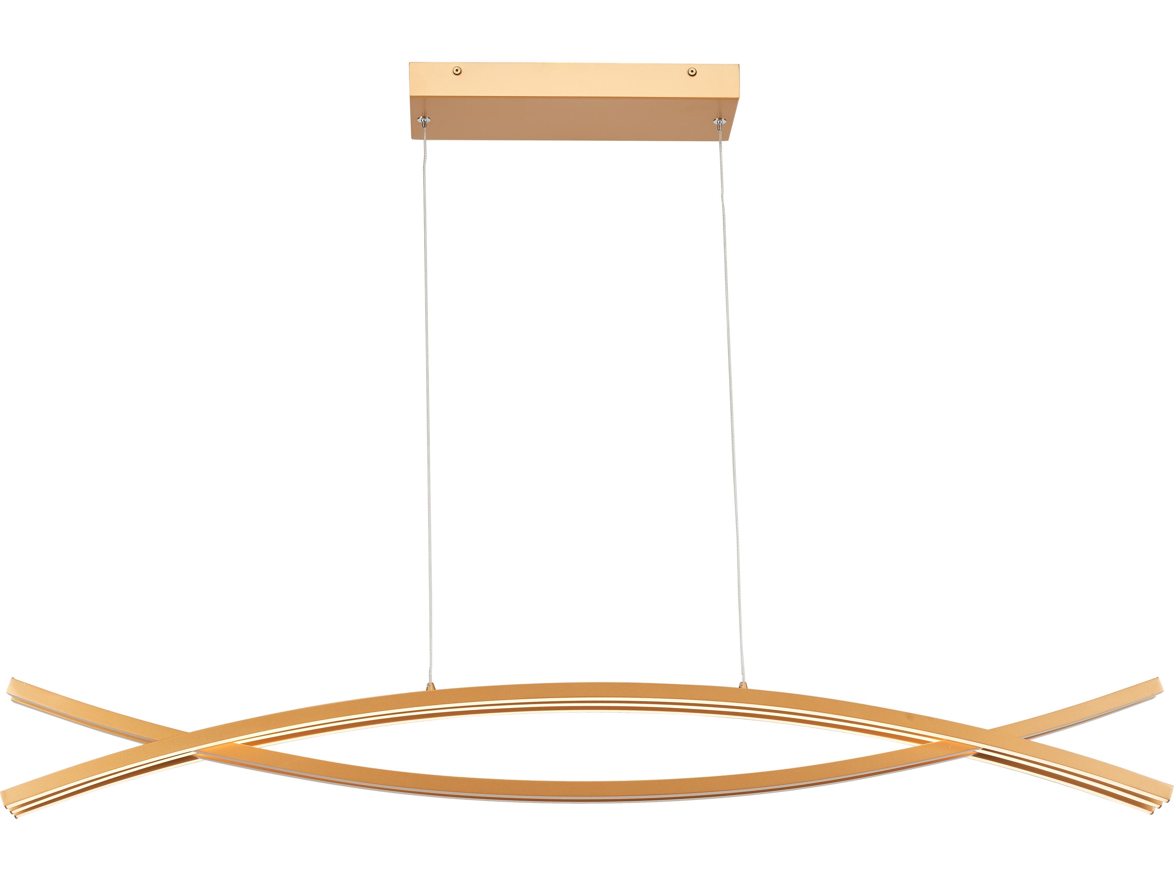 Wishbone Crossed Frame Pendant Modern Gold LED