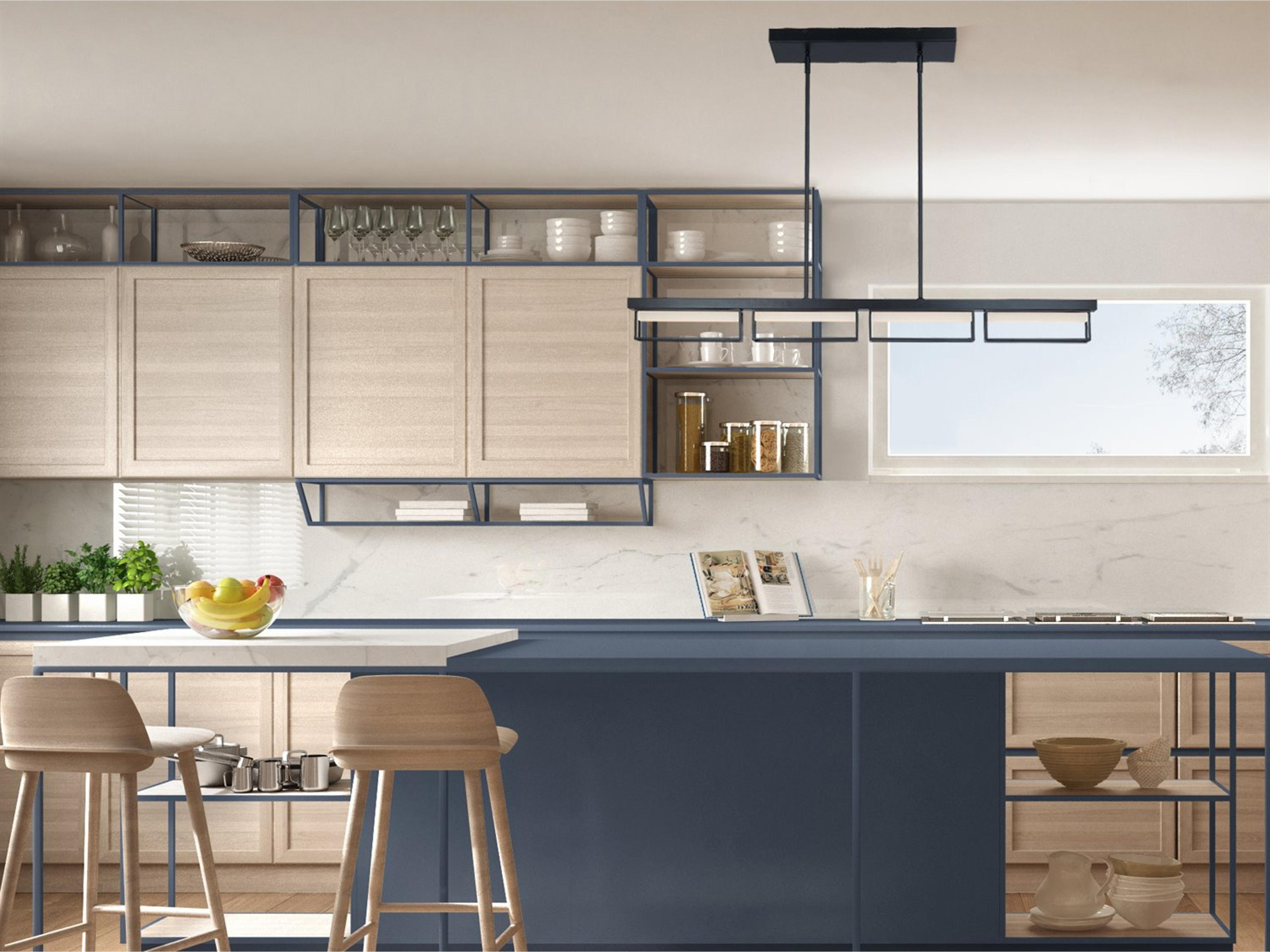 Abra Pane 4-Light Matte Black Geometric Linear Island Pendant