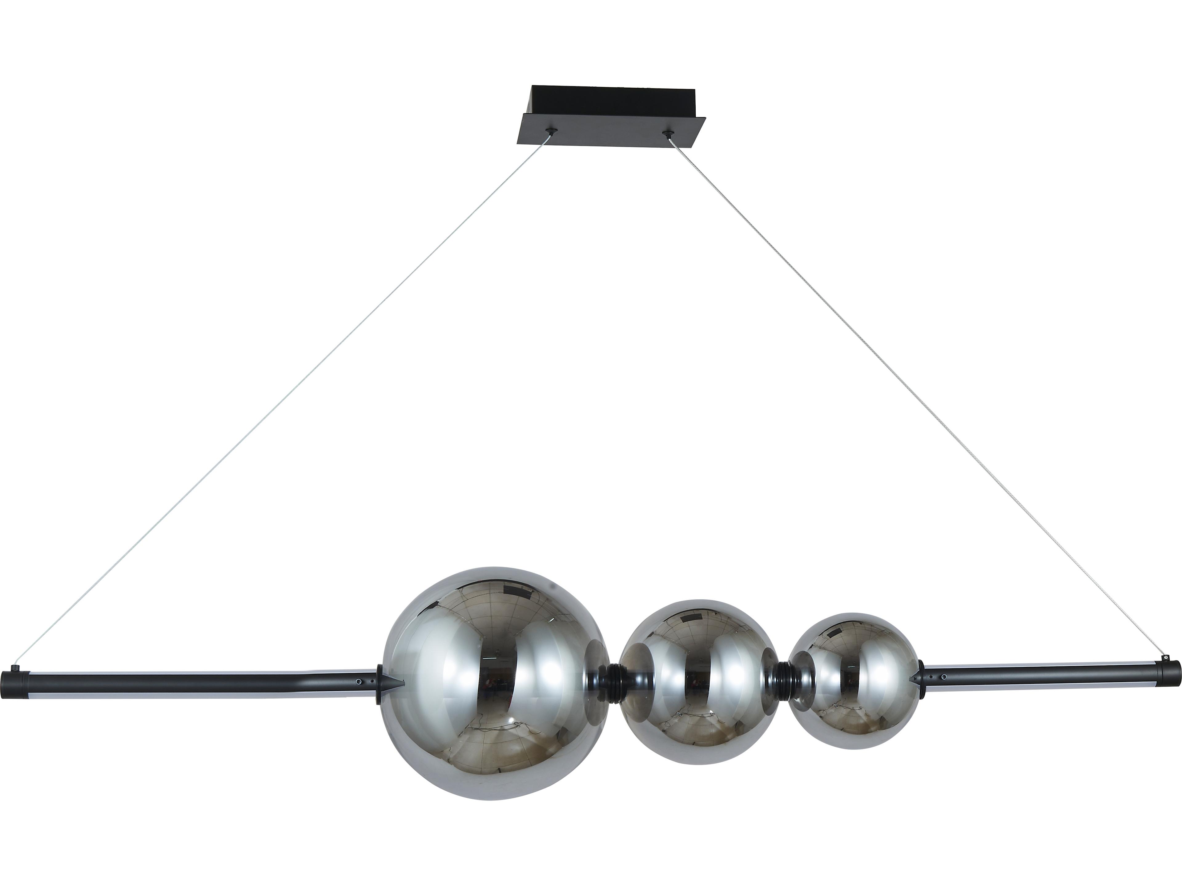 Abra Orb 1-Light Matte Black Globe Linear Island Pendant