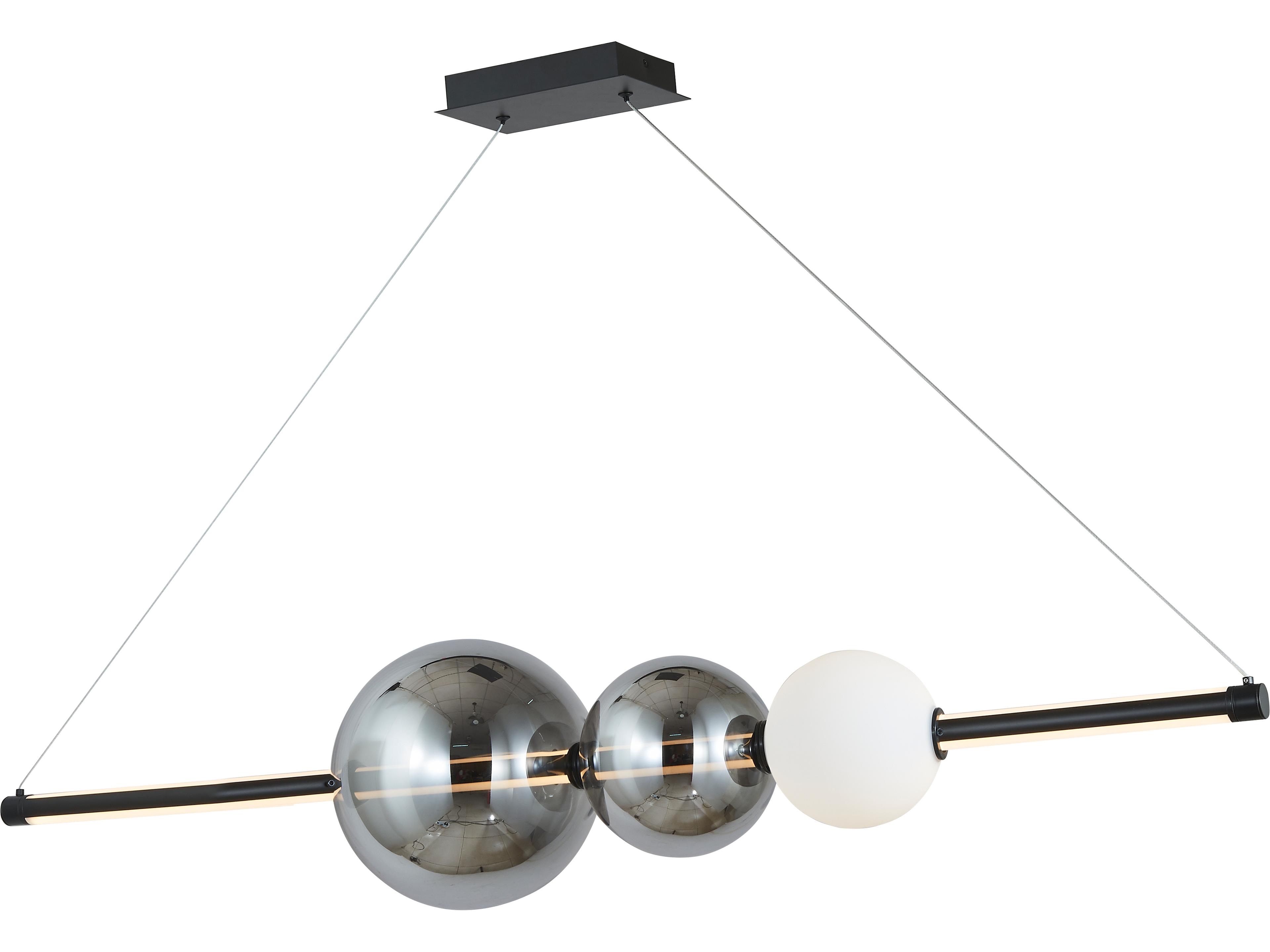 Abra Orb 1-Light Matte Black Globe Linear Island Pendant