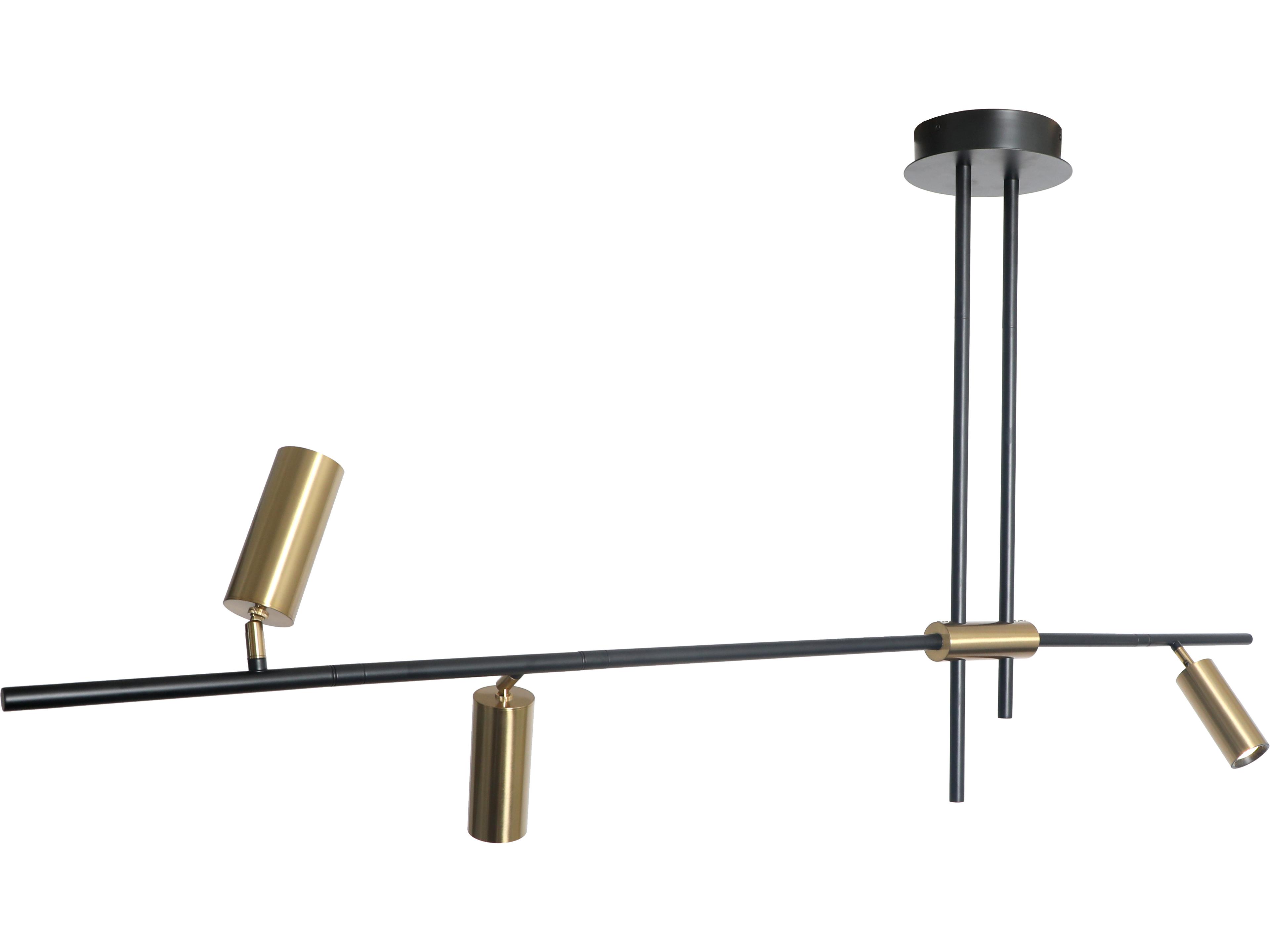 Abra Spartan 3-Light Matte Black Gold Cylinder Linear Island Pendant
