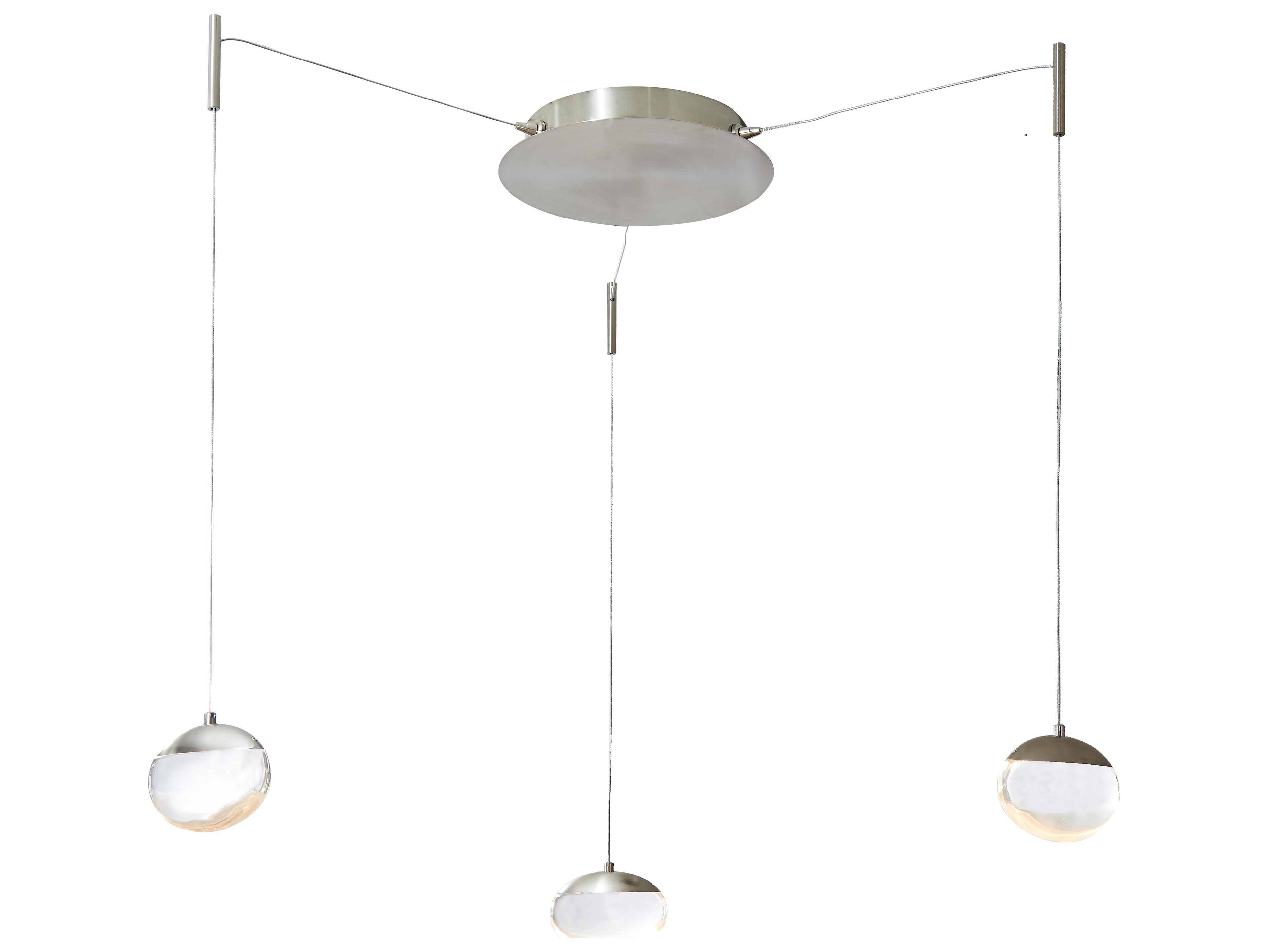 Abra Athena 3-Light Brushed Nickel Round Pendant