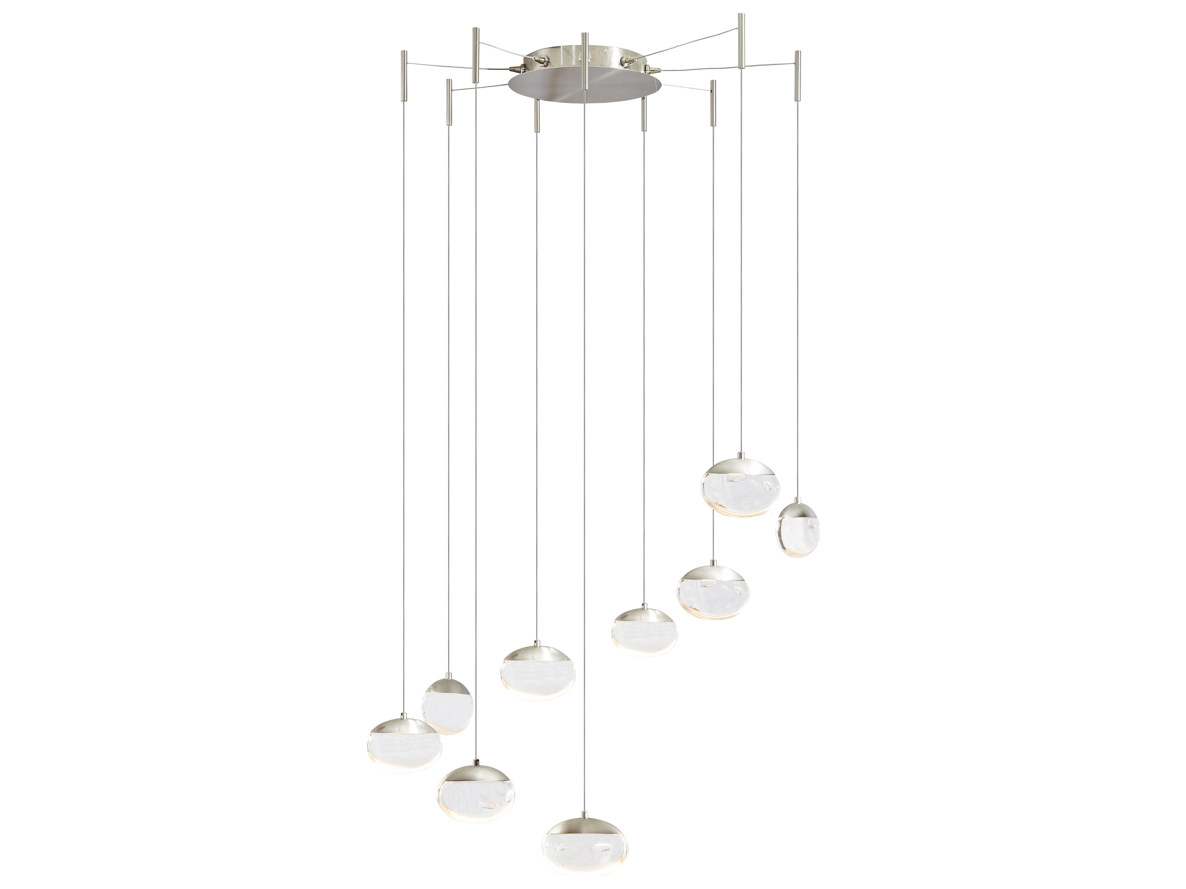 Abra Athena 9-Light Brushed Nickel Round Pendant