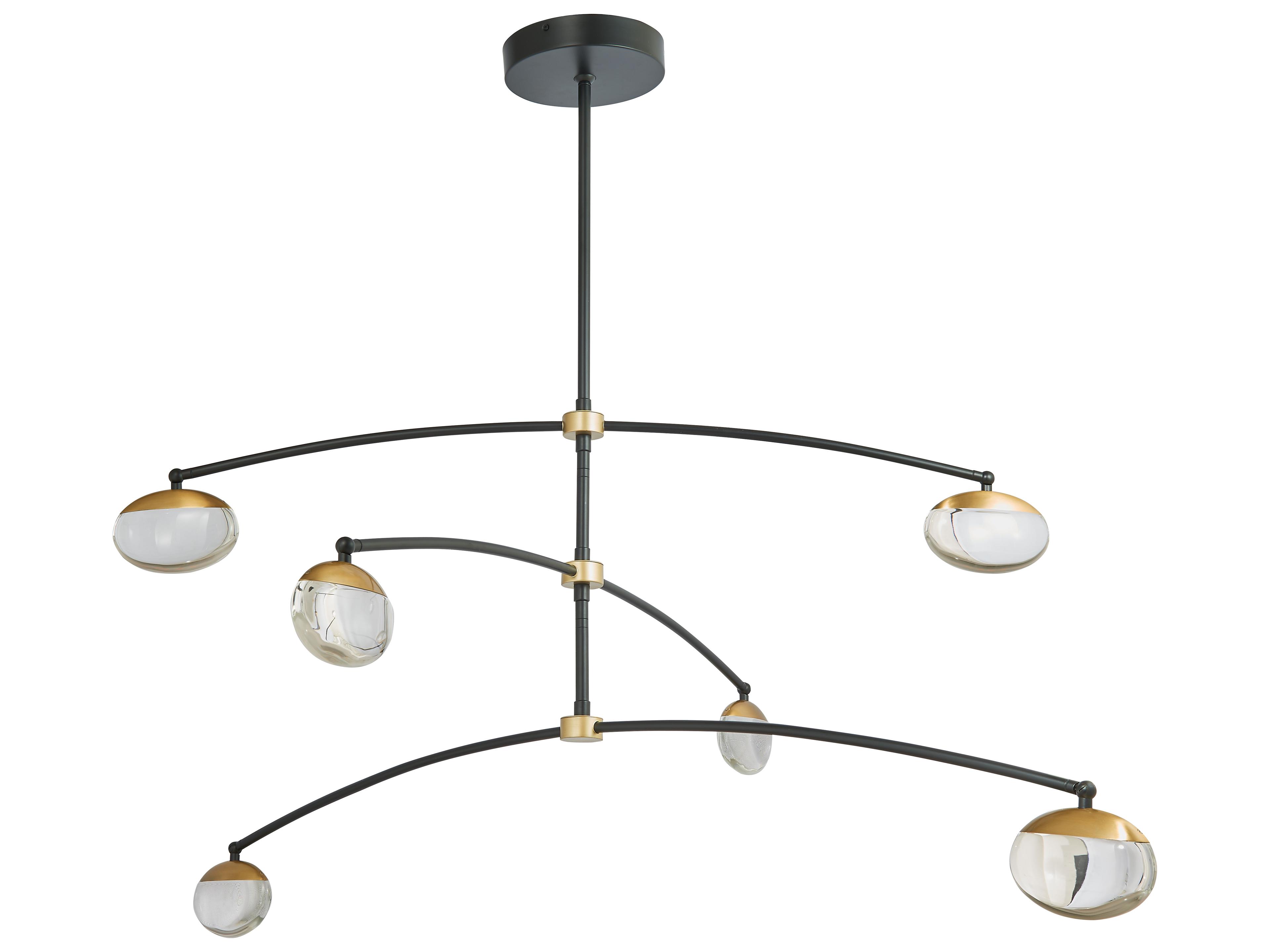 Abra Athena 6-Light Matte Black Brushed Brass Round Chandelier