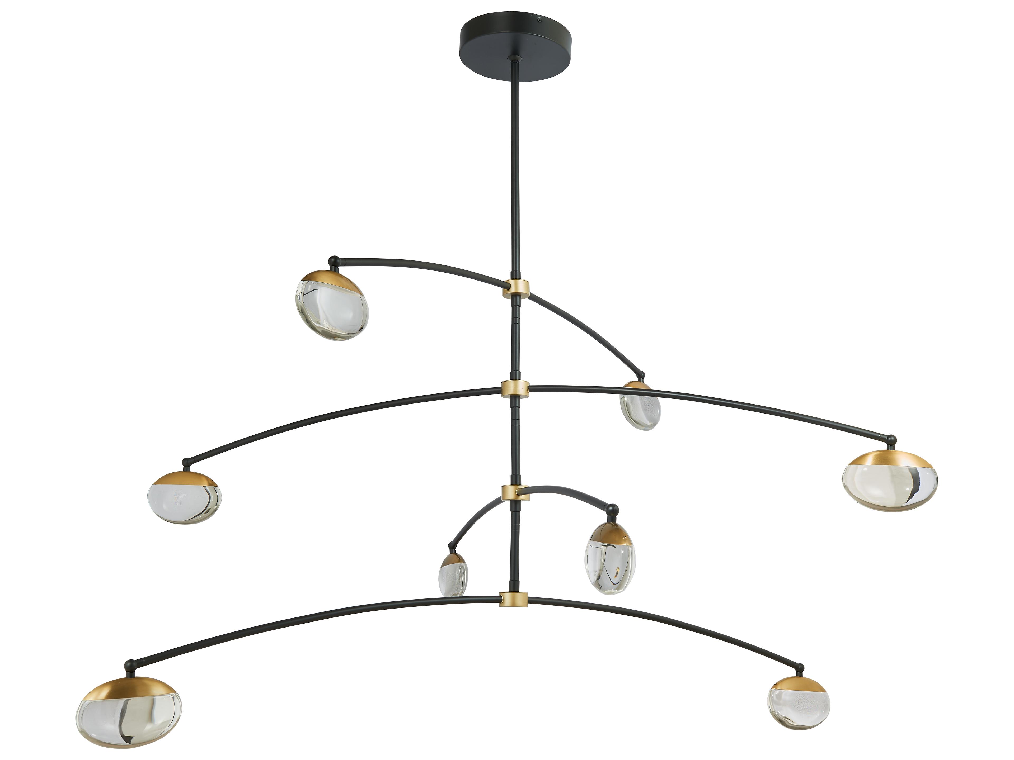 Abra Athena 8-Light Matte Black Brushed Brass Round Chandelier