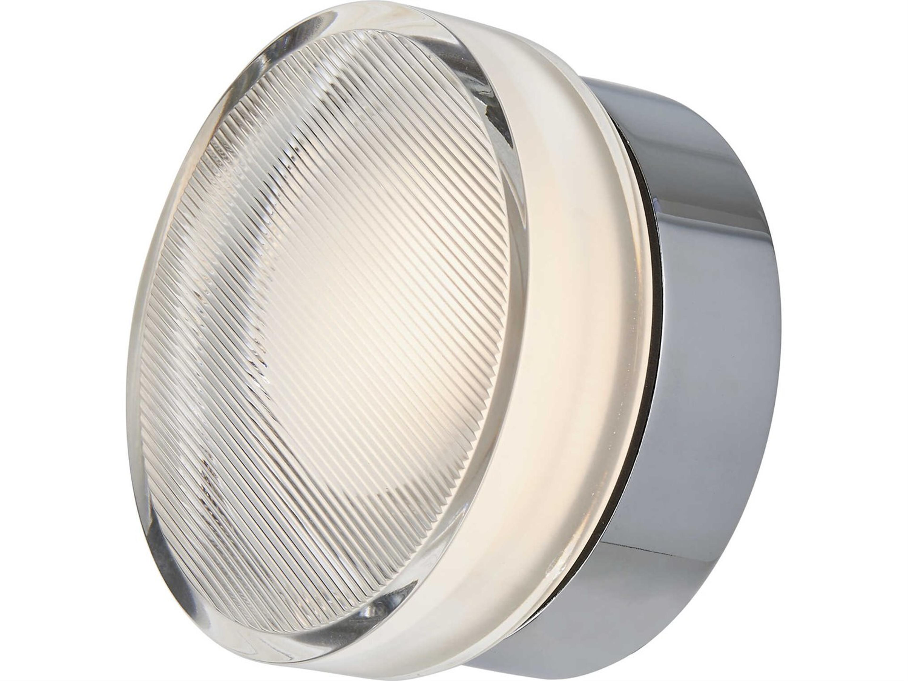 Elf Wet Rated Ribbed Glass LED Flush Mount Chrome