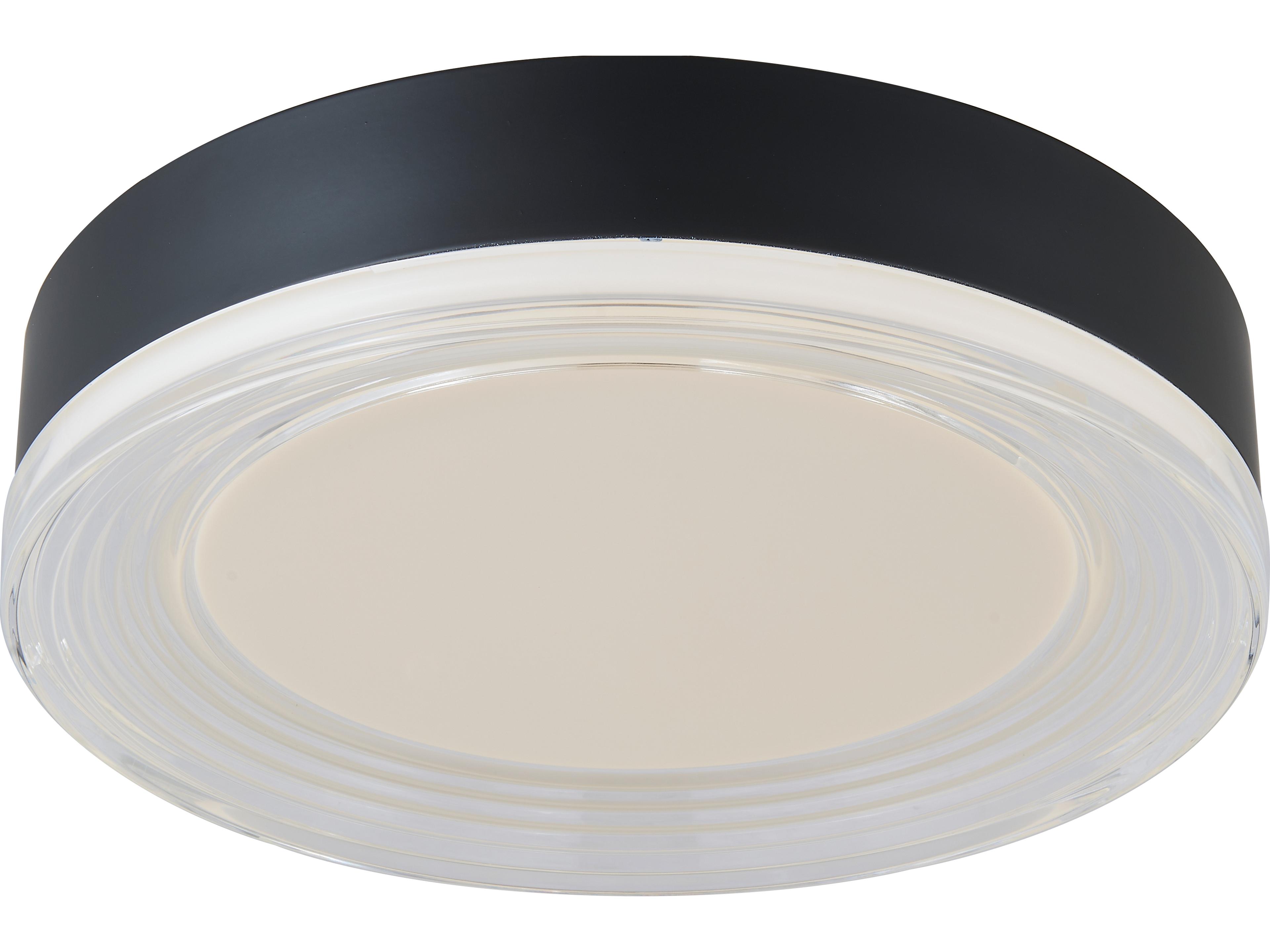 Abra Waves 1-Light Matte Black Round Flush Mount
