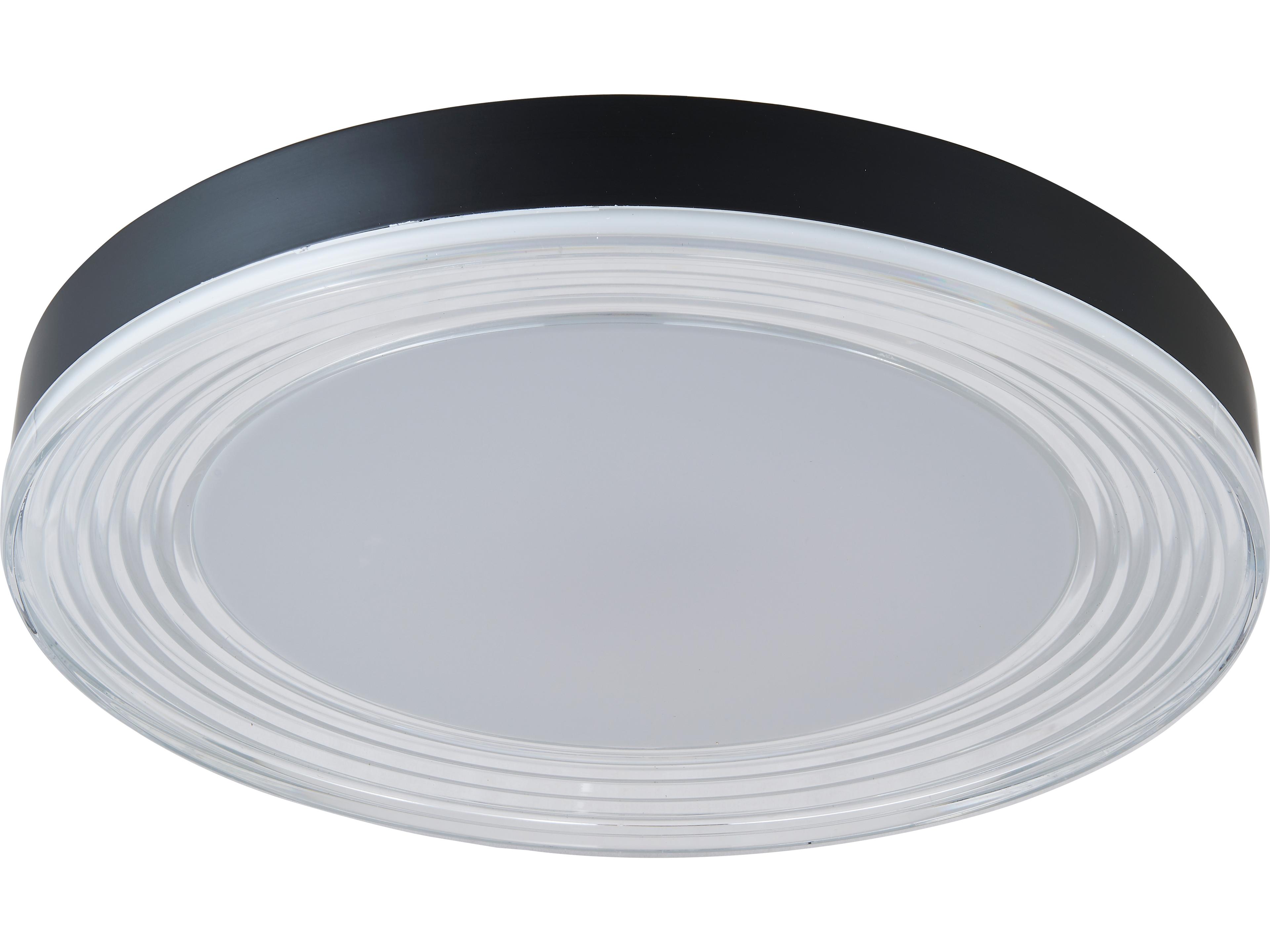 Abra Waves 1-Light Matte Black Round Flush Mount