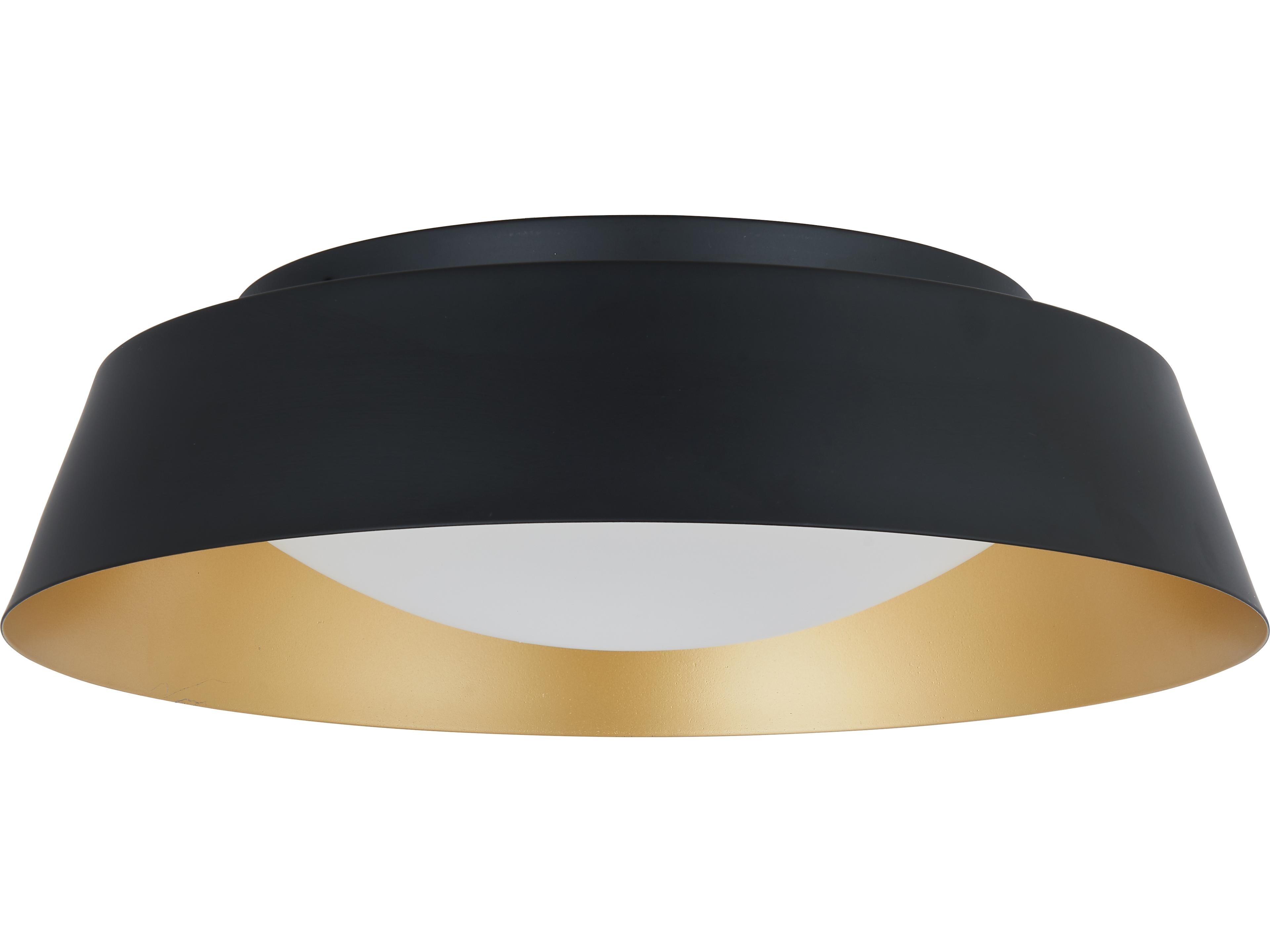 Abra Flare 1-Light Matte Black Gold Dome Round Flush Mount