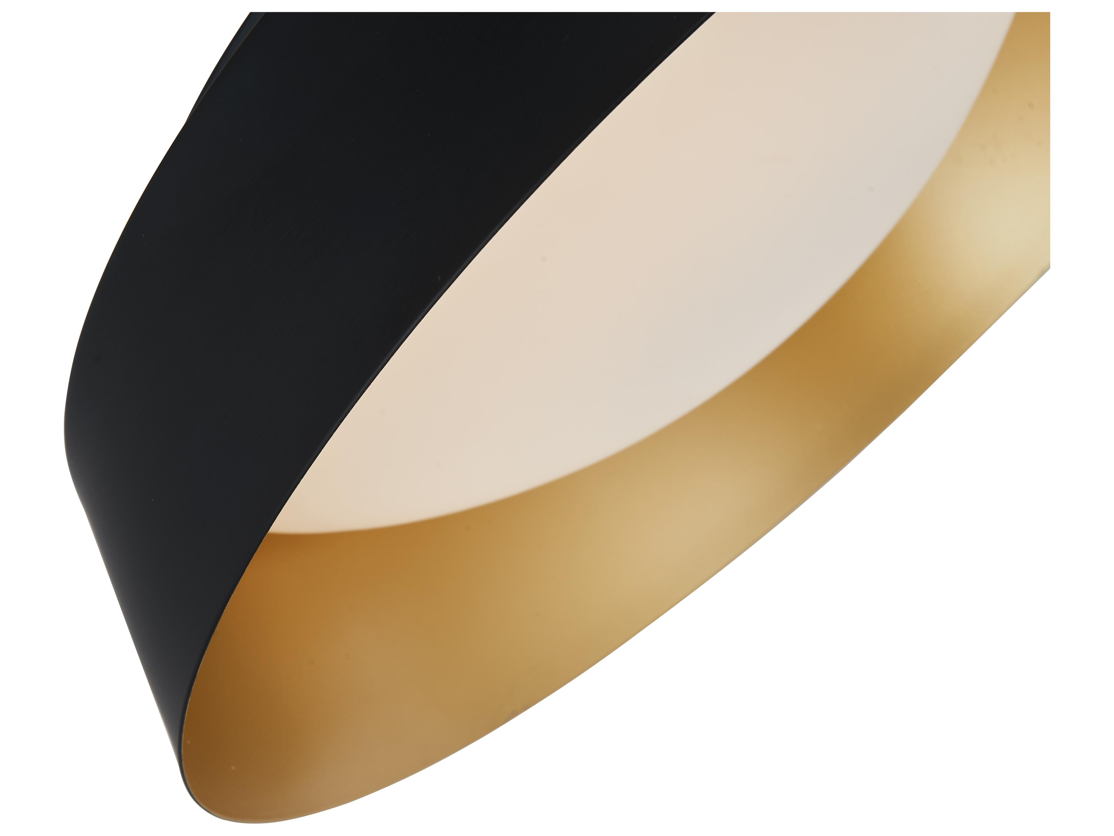 Abra Flare 1-Light Matte Black Gold Dome Round Flush Mount