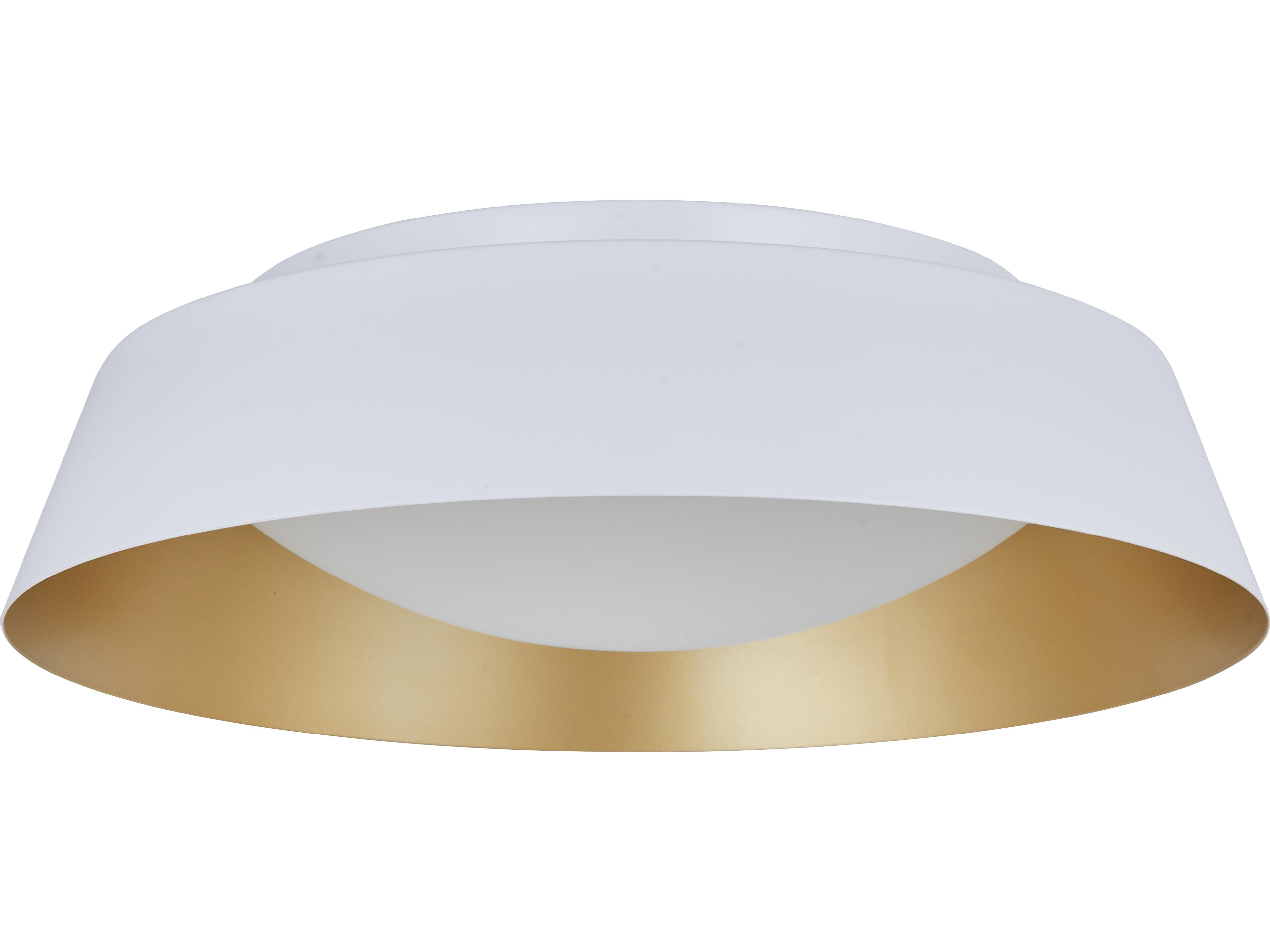 Abra Flare 1-Light Matte White Gold Dome Round Flush Mount
