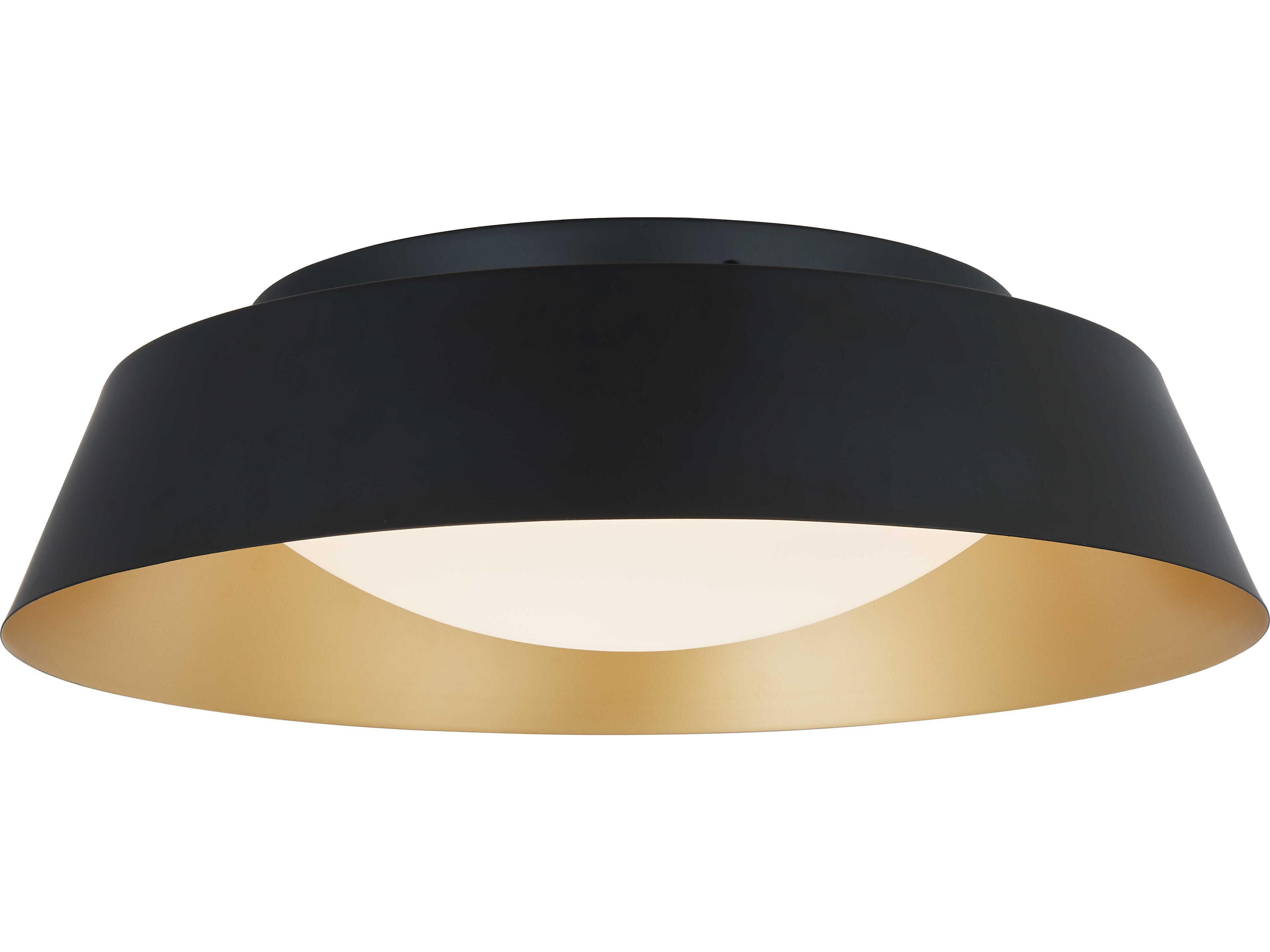 Abra Flare 1-Light Matte Black Gold Dome Round Flush Mount