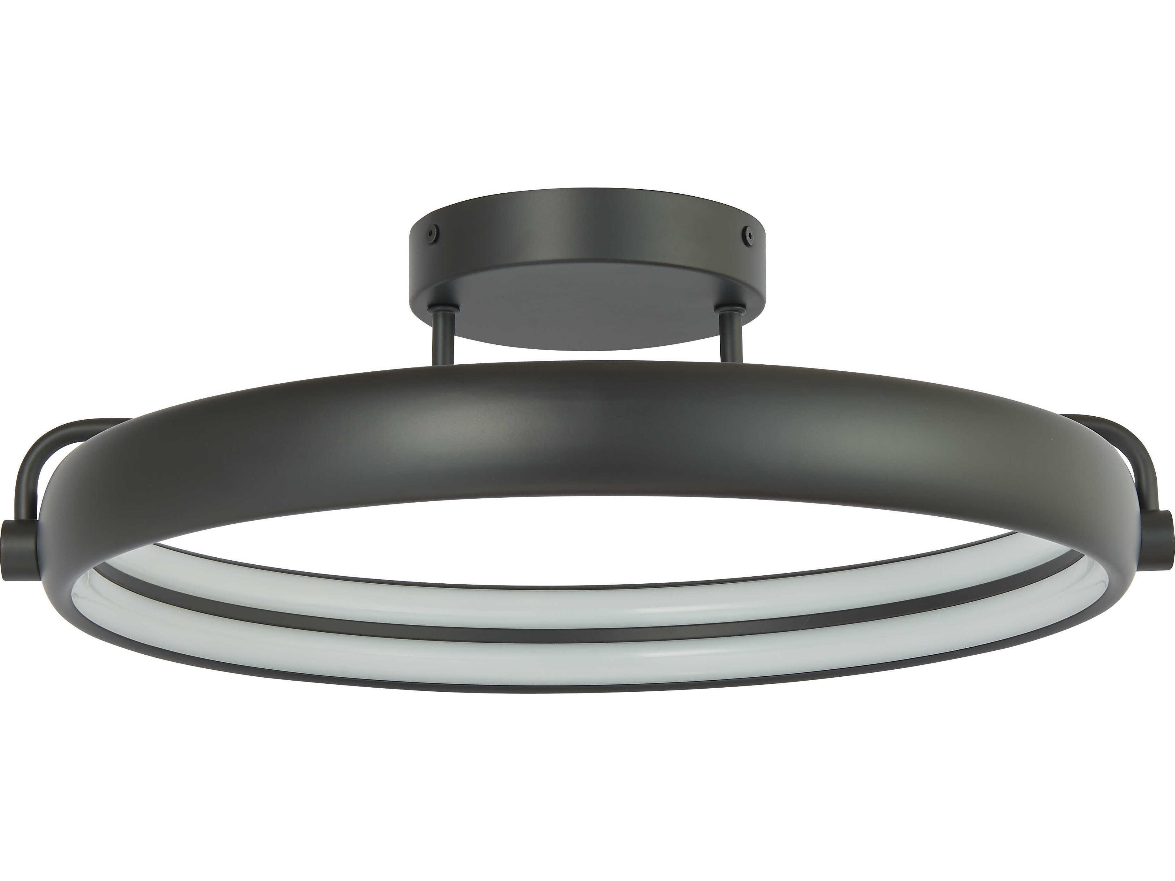 Abra Rave 1-Light Matte Black Round Semi Flush Mount
