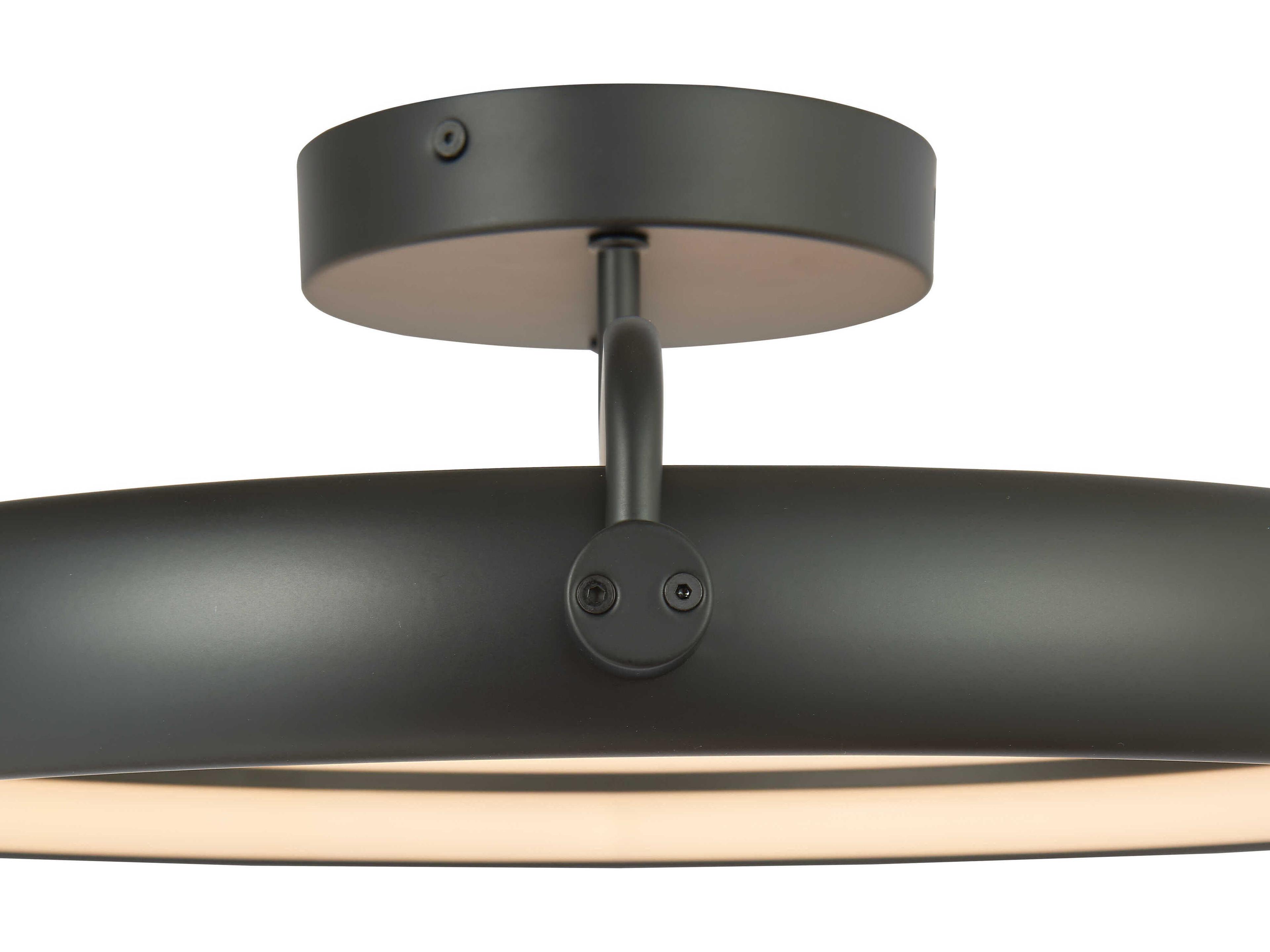 Abra Rave 1-Light Matte Black Round Semi Flush Mount