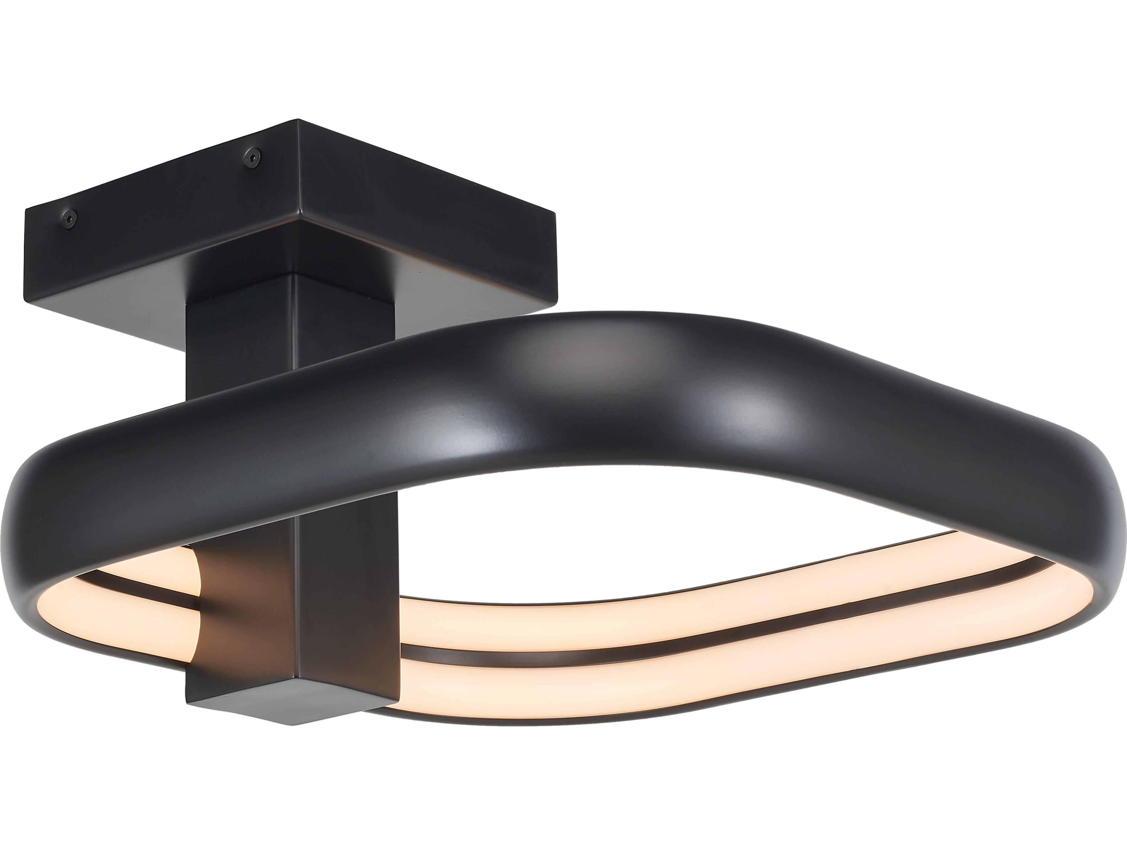 Lighting Rave Dual LED Off-Set Square Semi-Flushmount in Matte Black