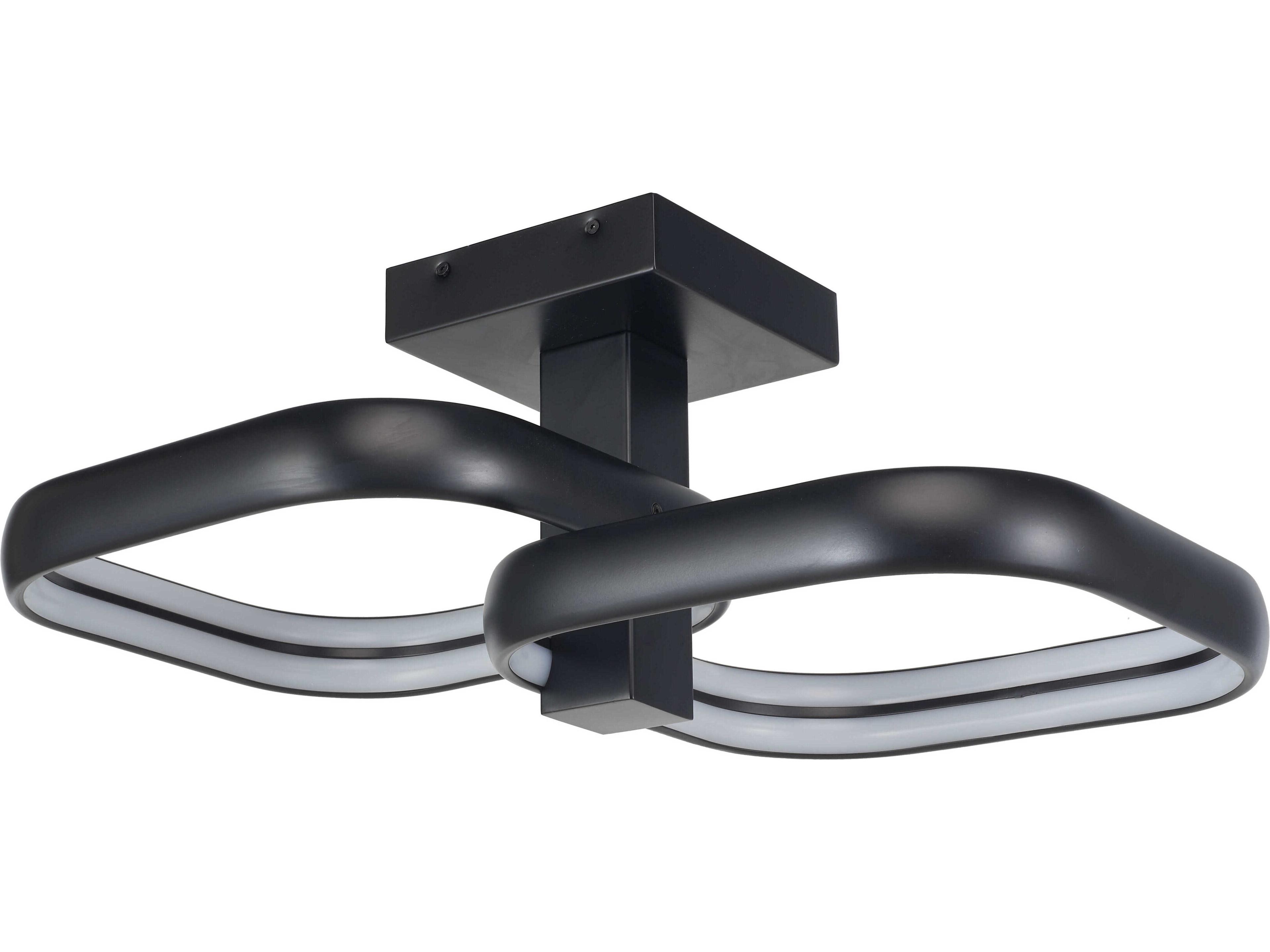 Abra Rave 2-Light Matte Black Semi Flush Mount