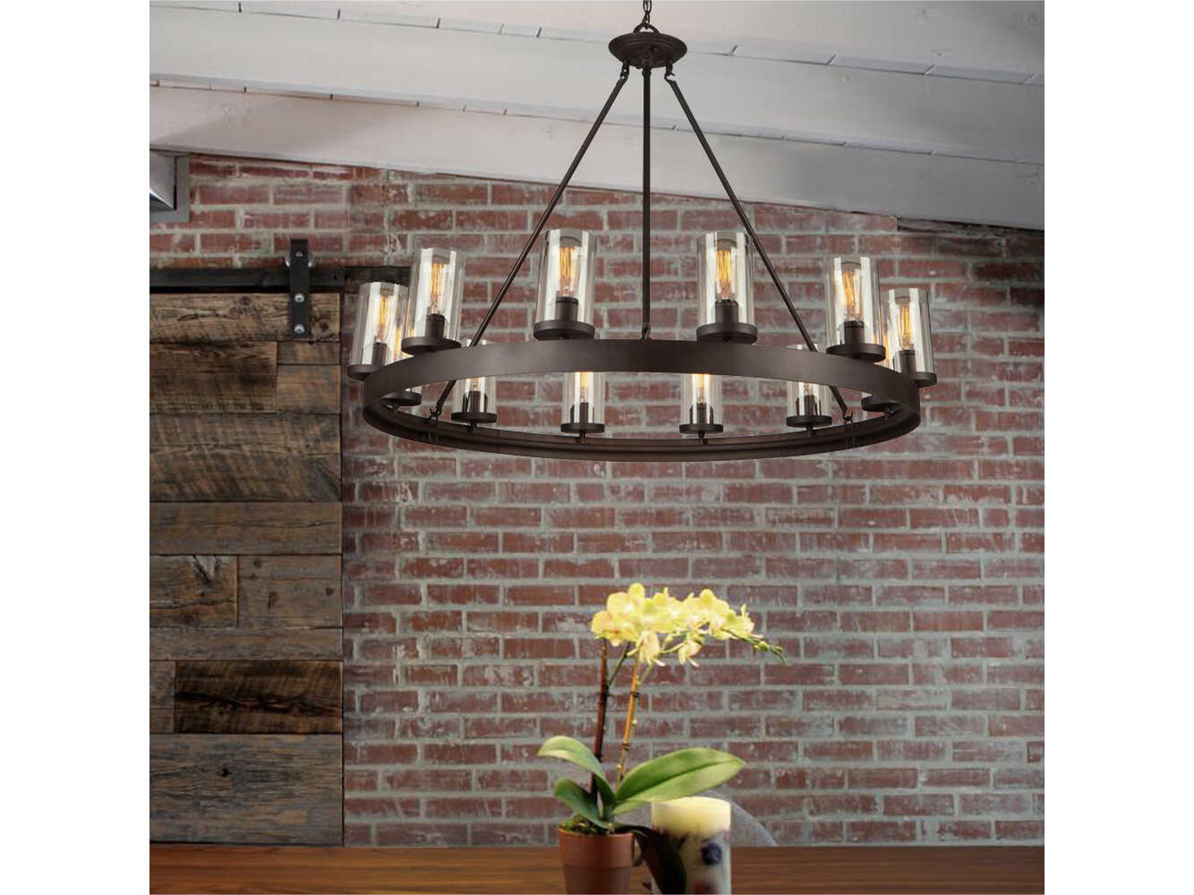 Artcraft Melno Park 12-Light Oil Rubbed Bronze Glass Cylinder Chandelier