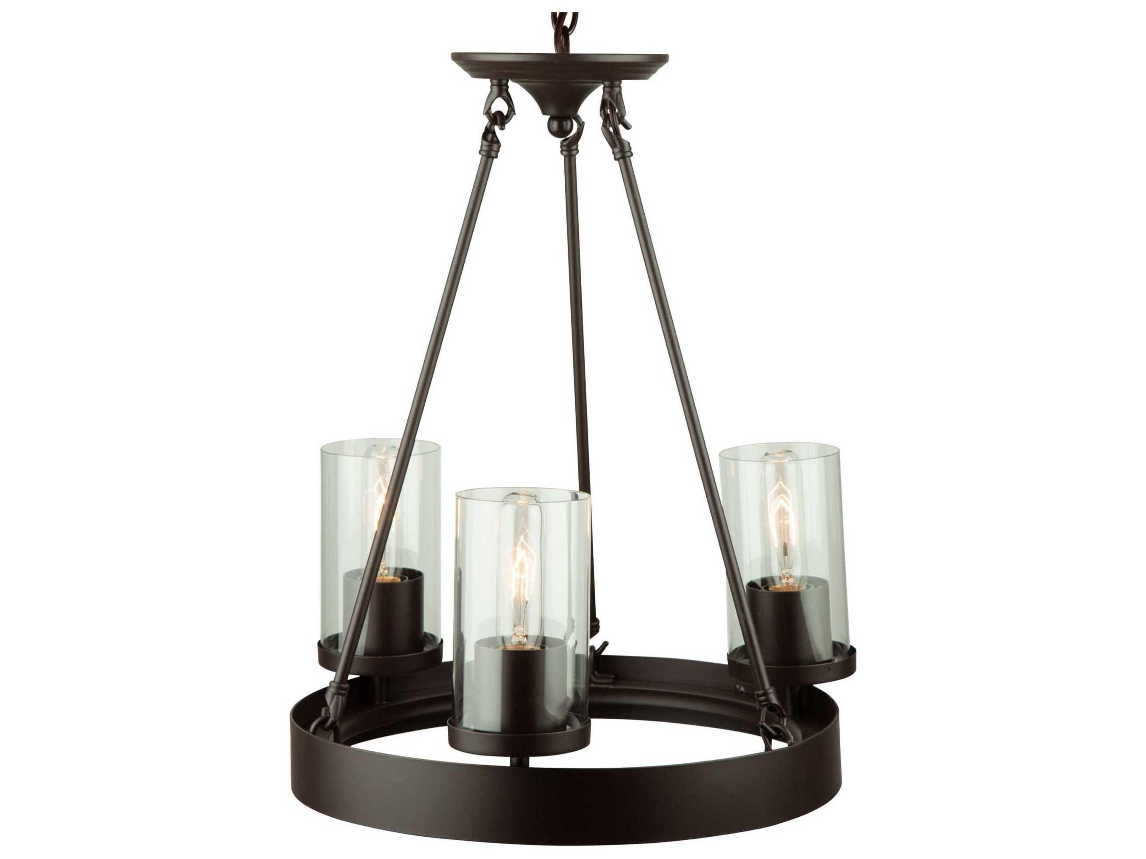 Artcraft Melno Park 3-Light Oil Rubbed Bronze Glass Cylinder Chandelier
