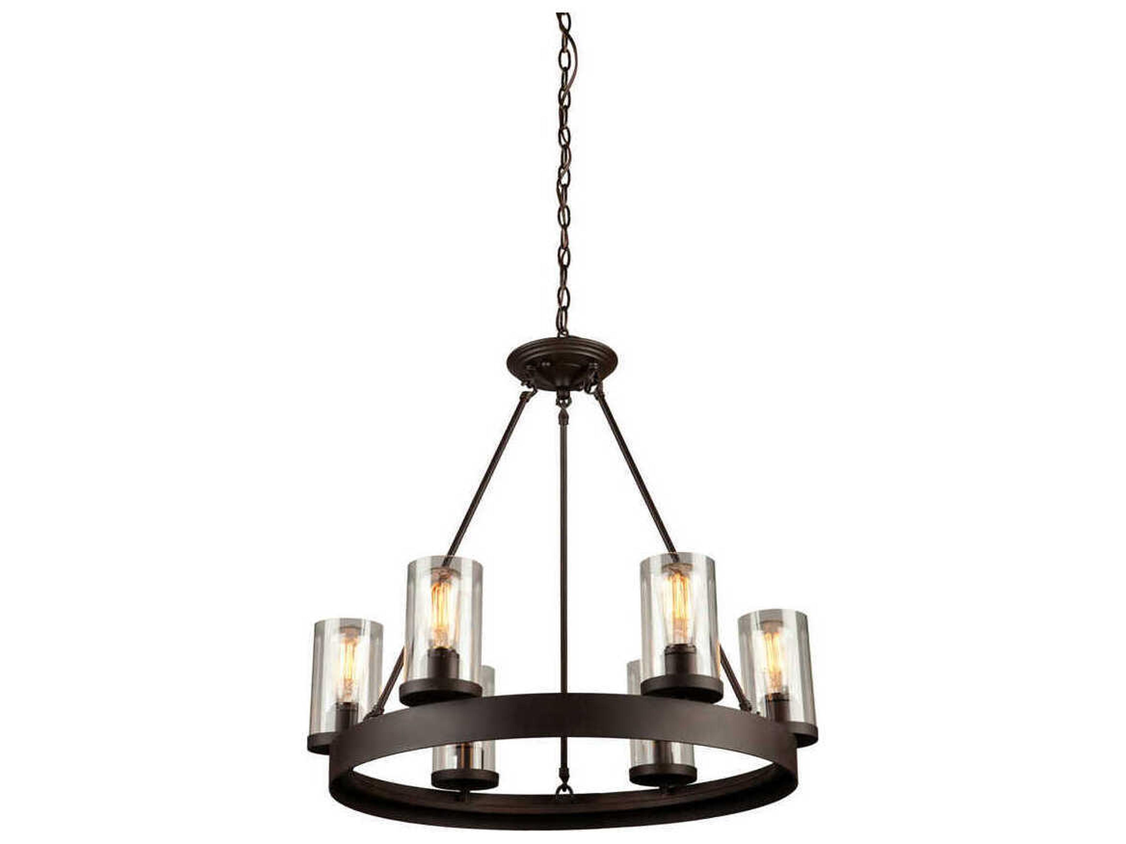 6 Light Chandelier Menlo Park Oil Rubbed Bronze Clear Glass