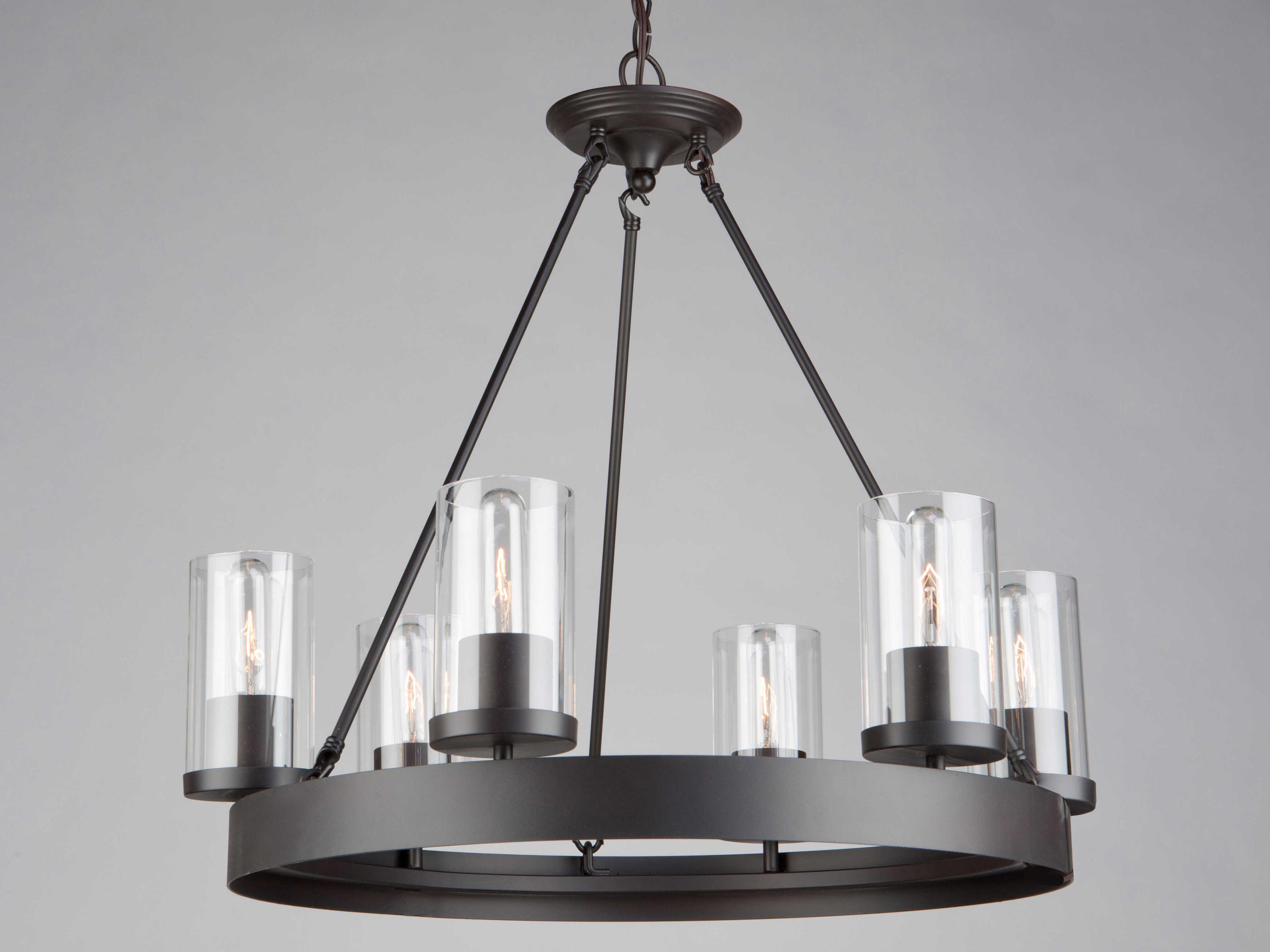 Artcraft Melno Park 6-Light Oil Rubbed Bronze Glass Cylinder Chandelier