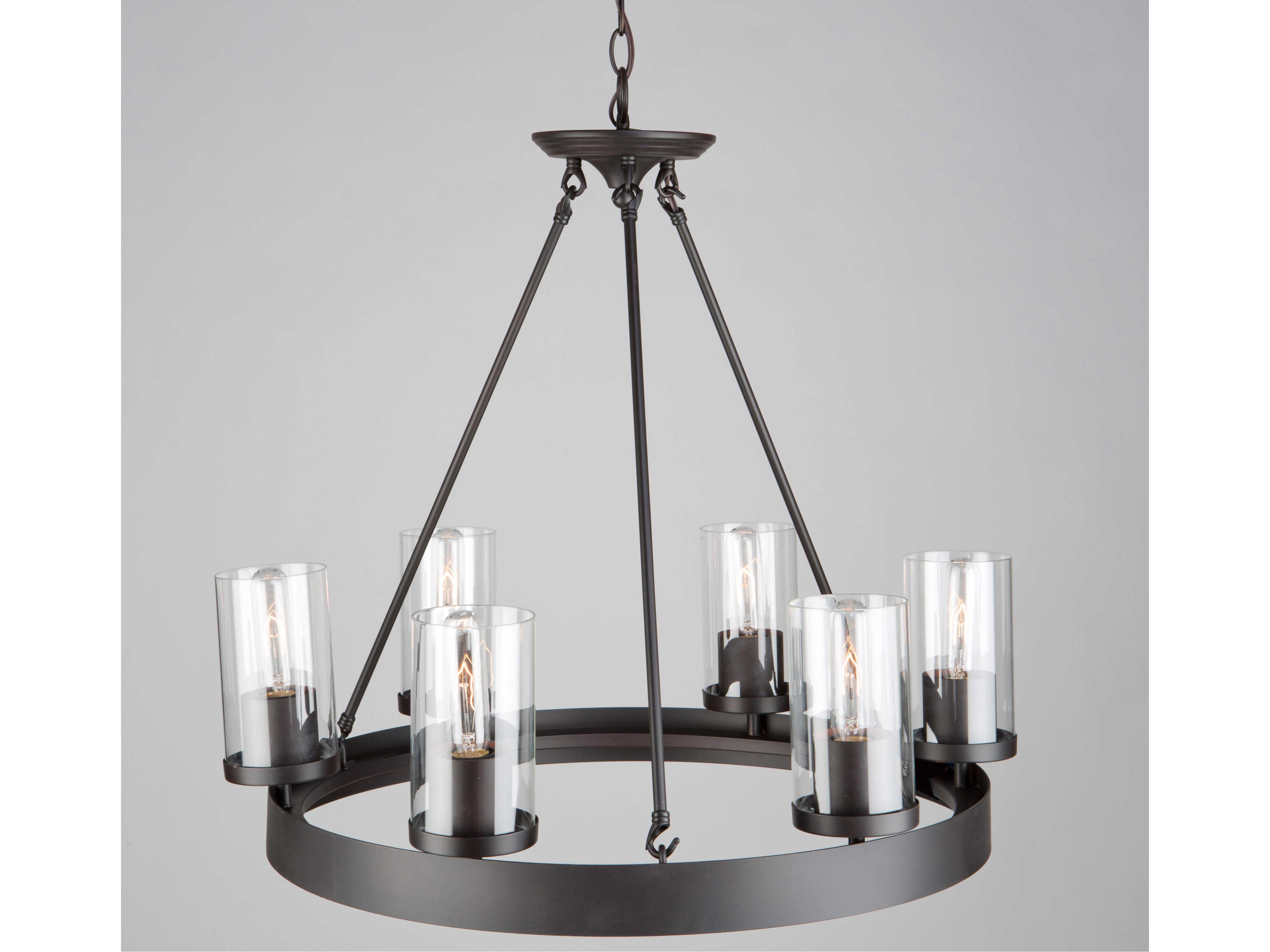 Artcraft Melno Park 6-Light Oil Rubbed Bronze Glass Cylinder Chandelier