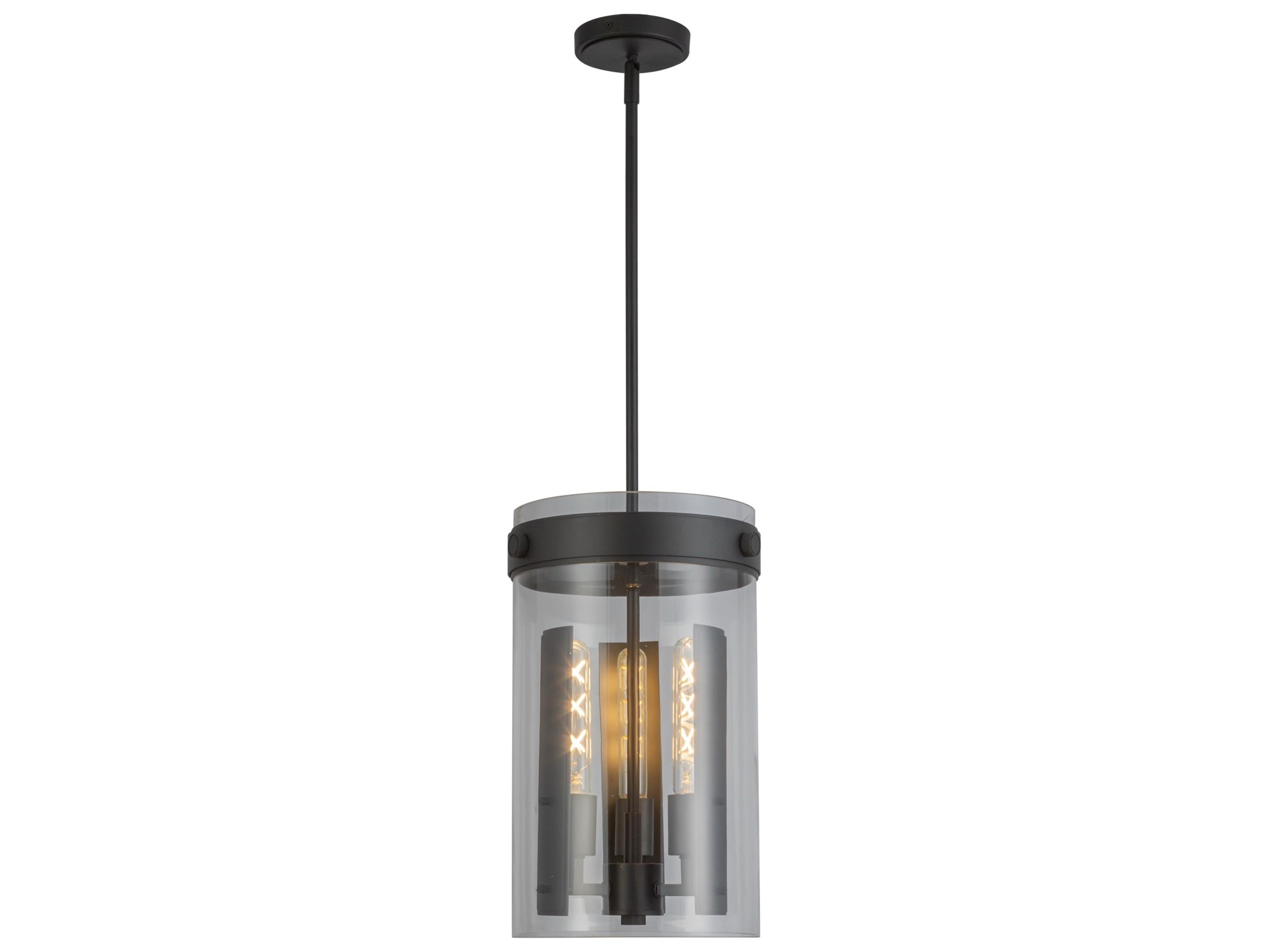Artcraft Dahlia 3-Light Black Cylinder Mini Pendant