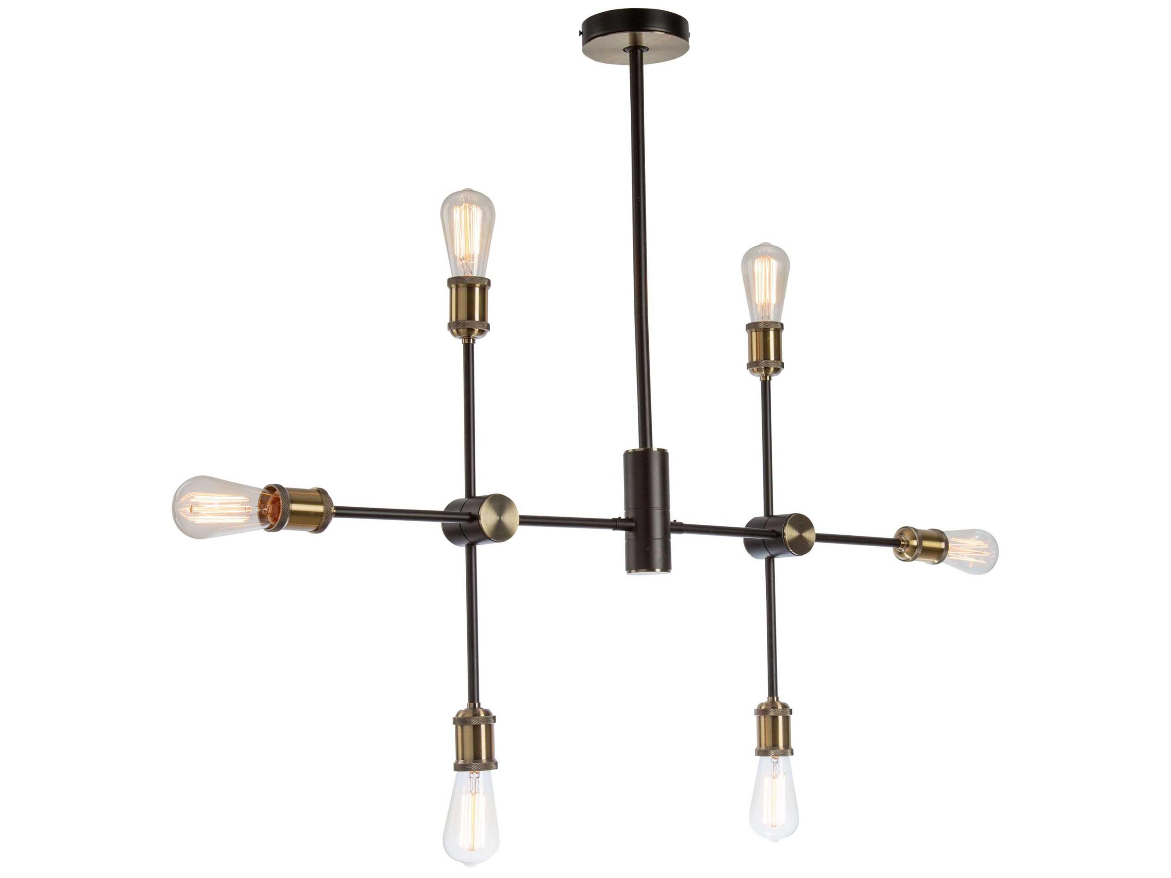 Artcraft Lux 6-Light Matte Black Satin Brass LED Chandelier