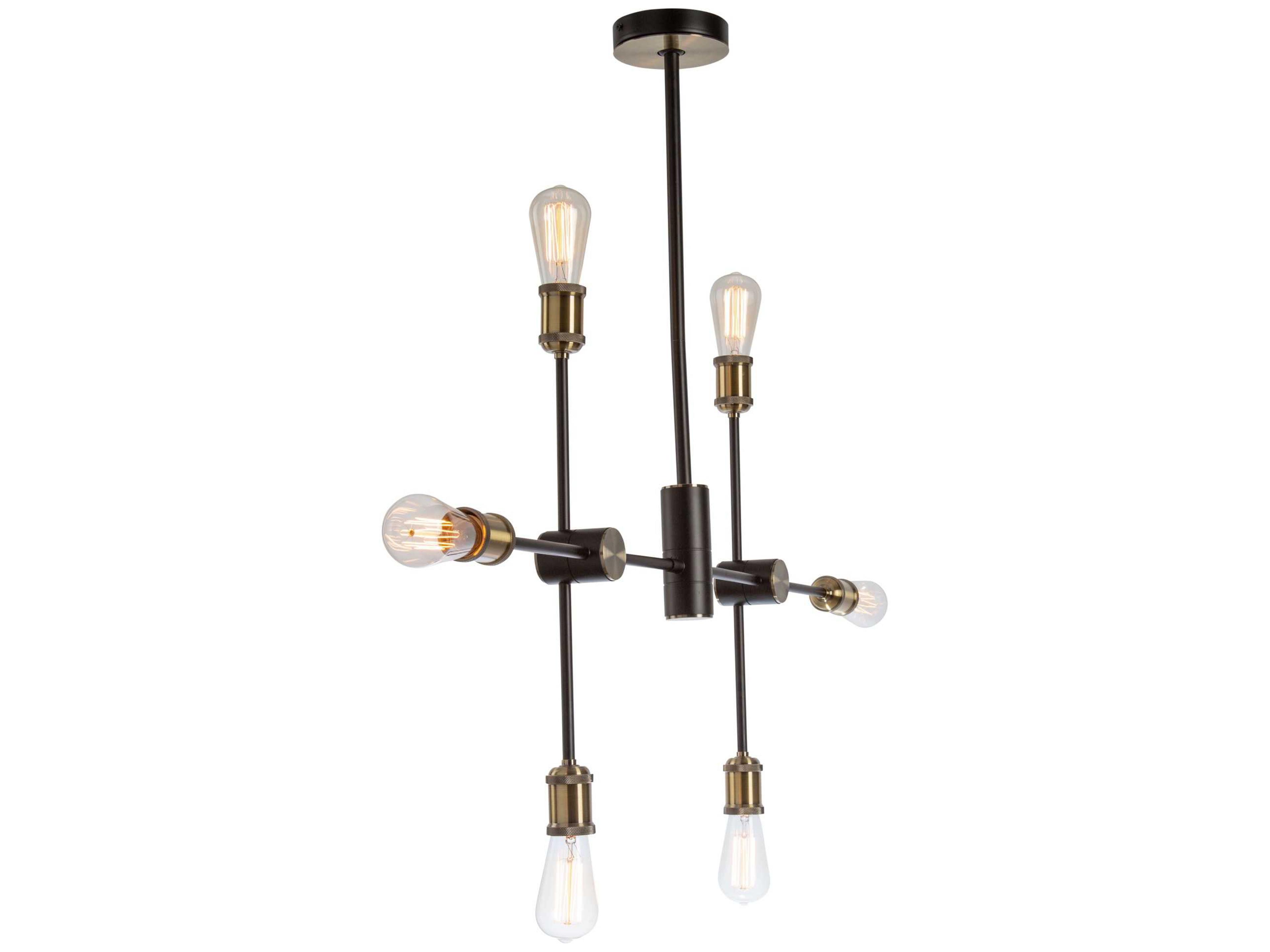Artcraft Lux 6-Light Matte Black Satin Brass LED Chandelier