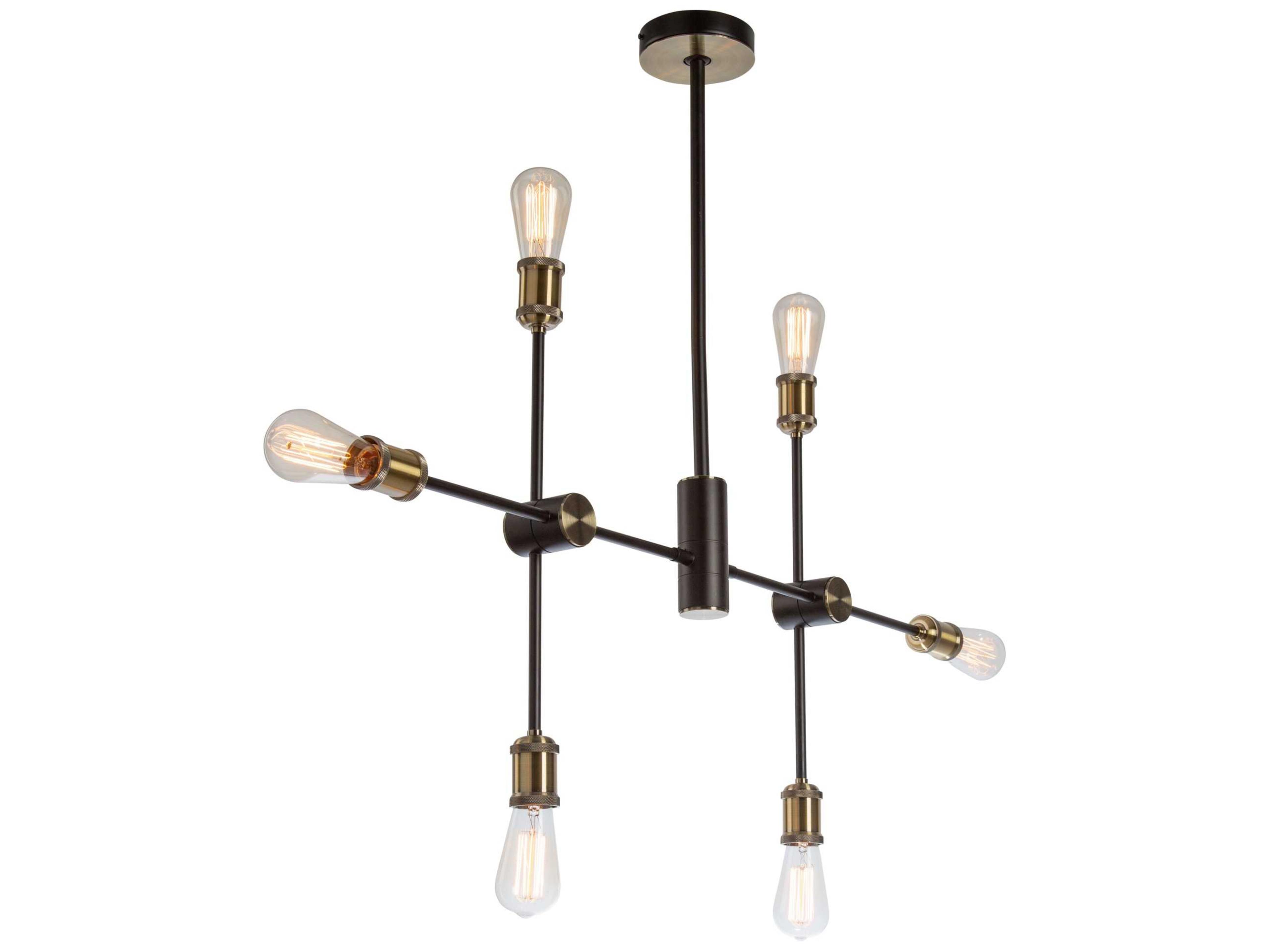 Artcraft Lux 6-Light Matte Black Satin Brass LED Chandelier