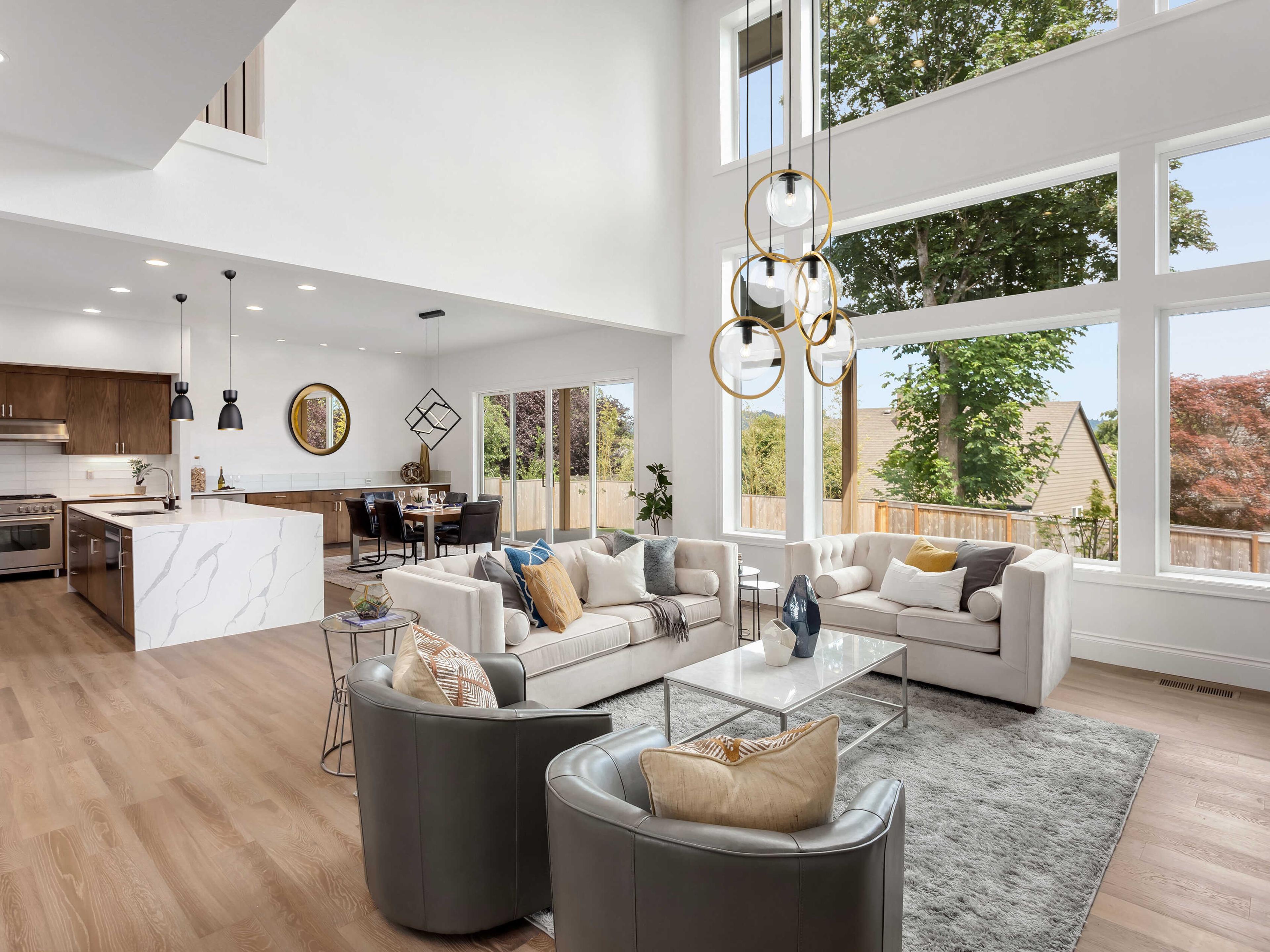 Artcraft Lugano 5-Light Black Vintage Brass Glass LED Globe Round Pendant