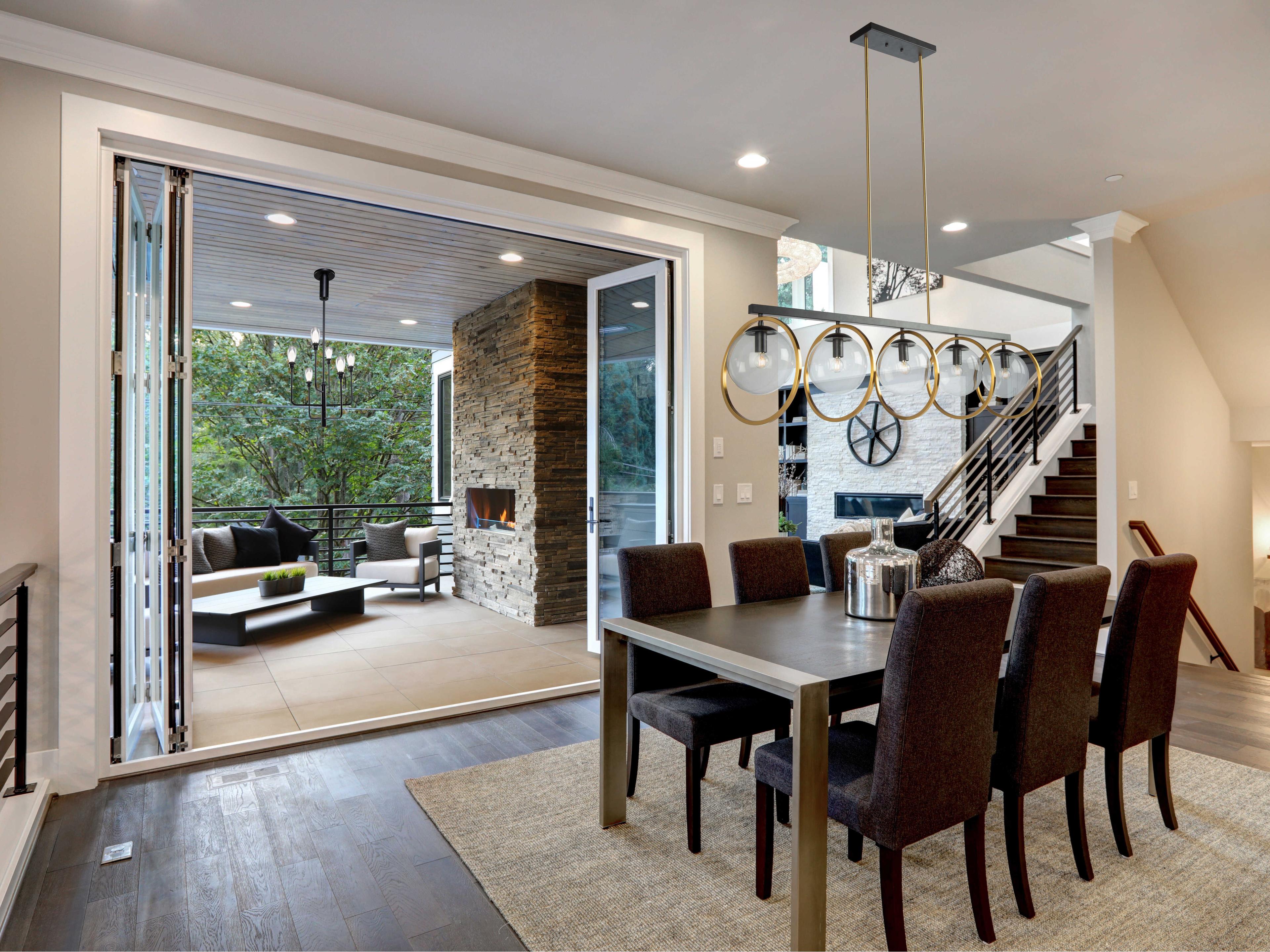 Artcraft Lugano 5-Light Black Vintage Brass Glass LED Globe Round Island Pendant