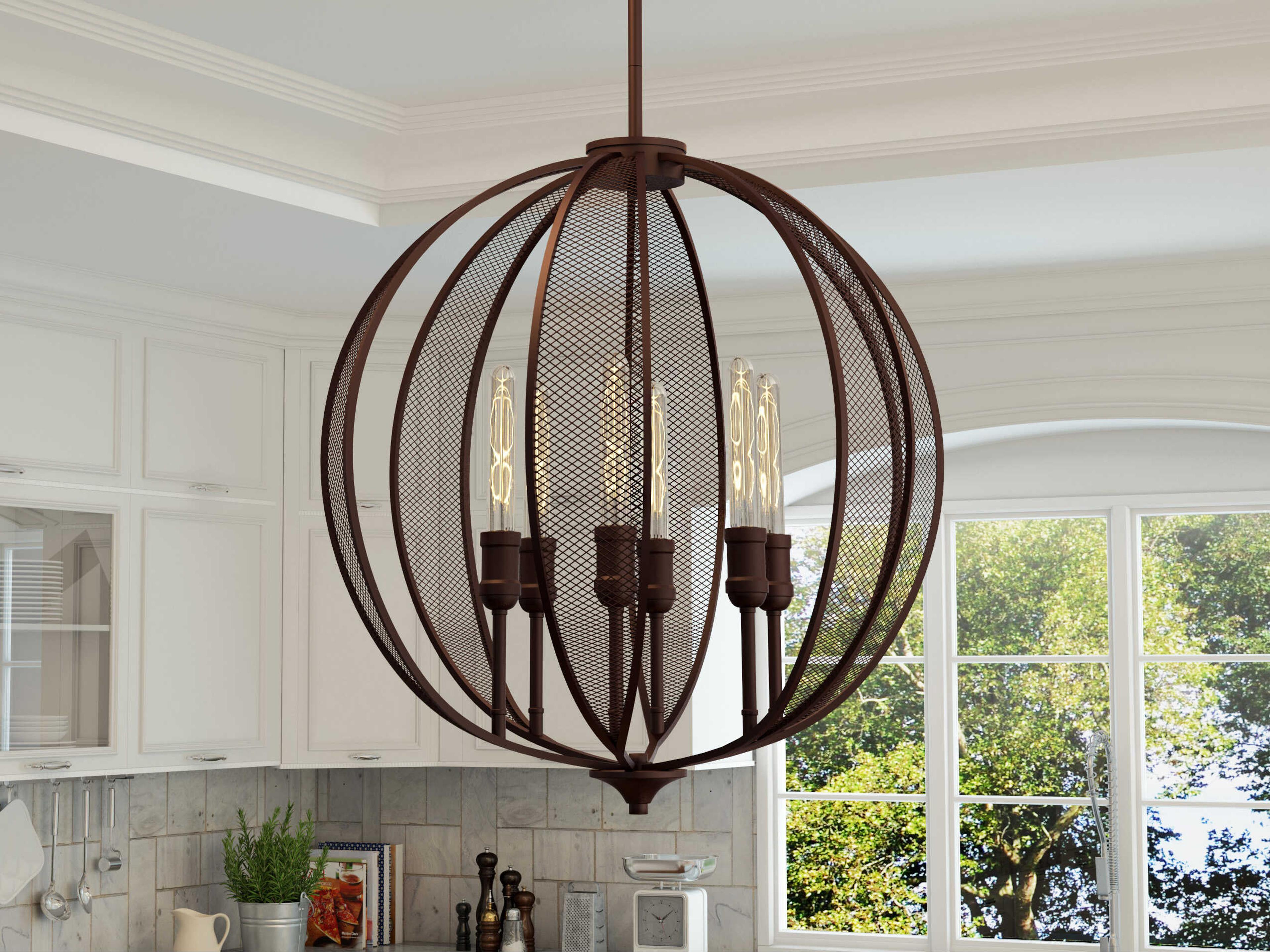 Artcraft Linden 6-Light Bronze LED Geometric Round Chandelier