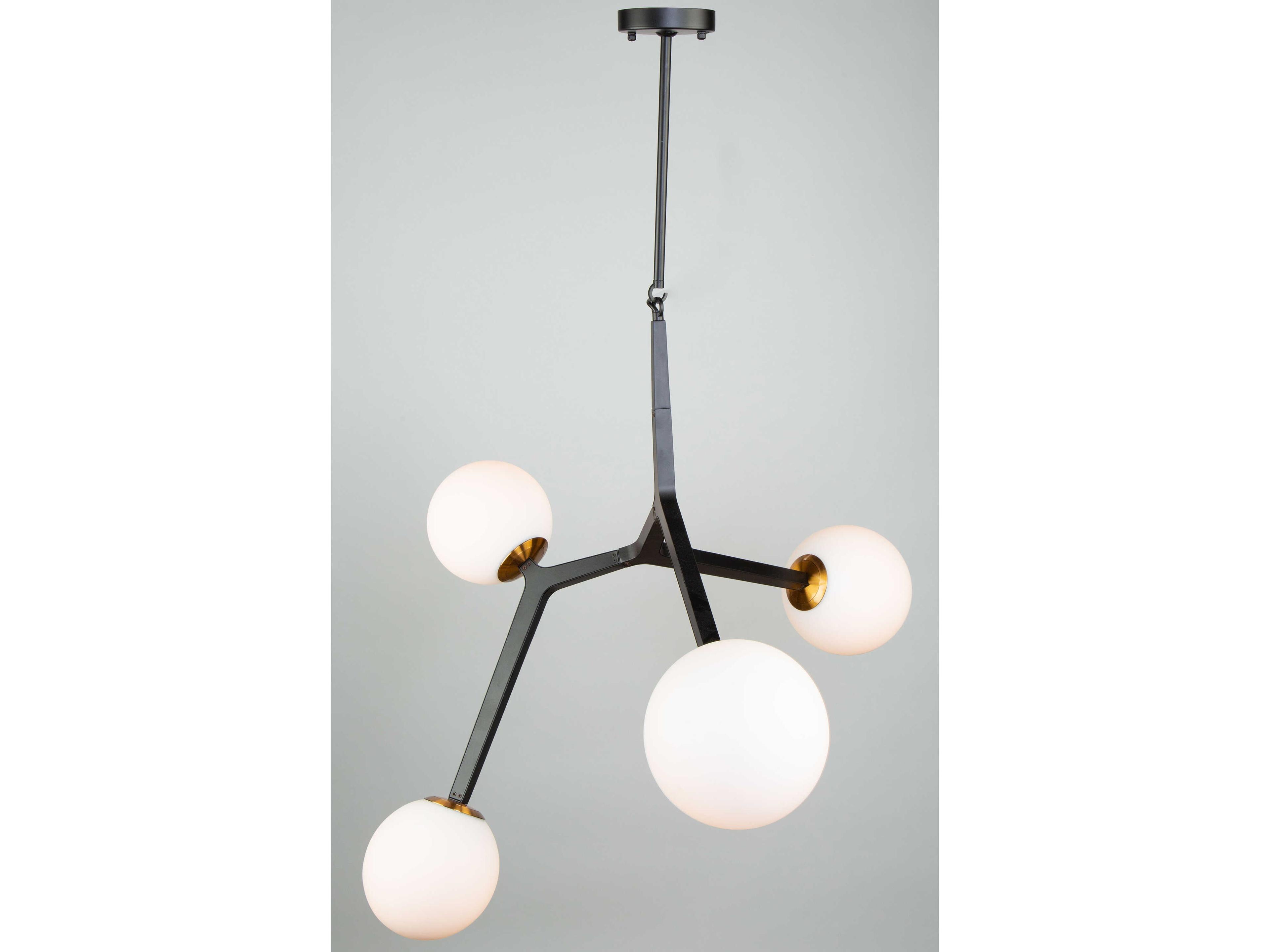 Artcraft Ravello 4-Light Black Harvest Brass Glass LED Globe Round Island Pendant