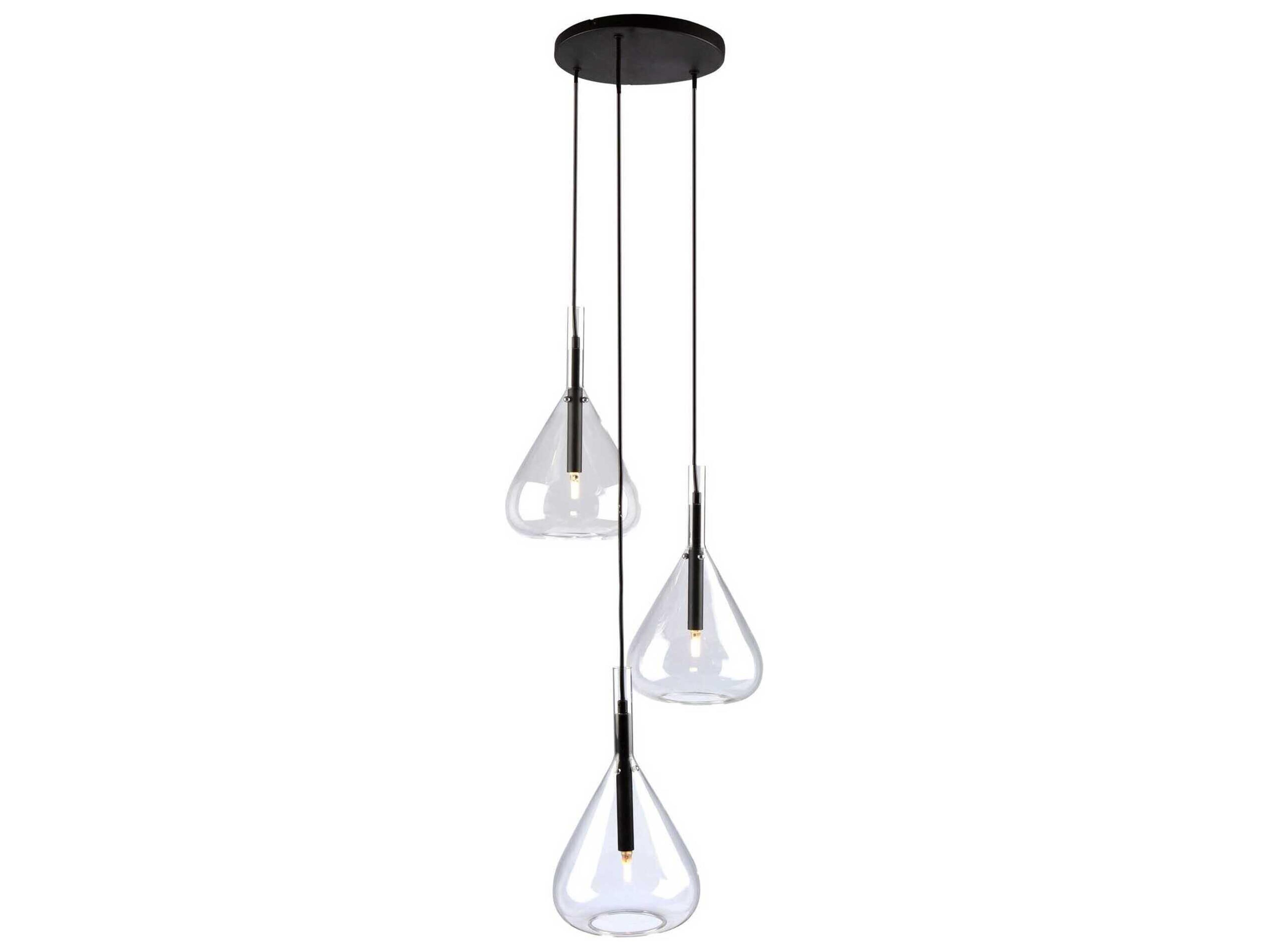Artcraft Conic 3-Light Black Glass Pendant
