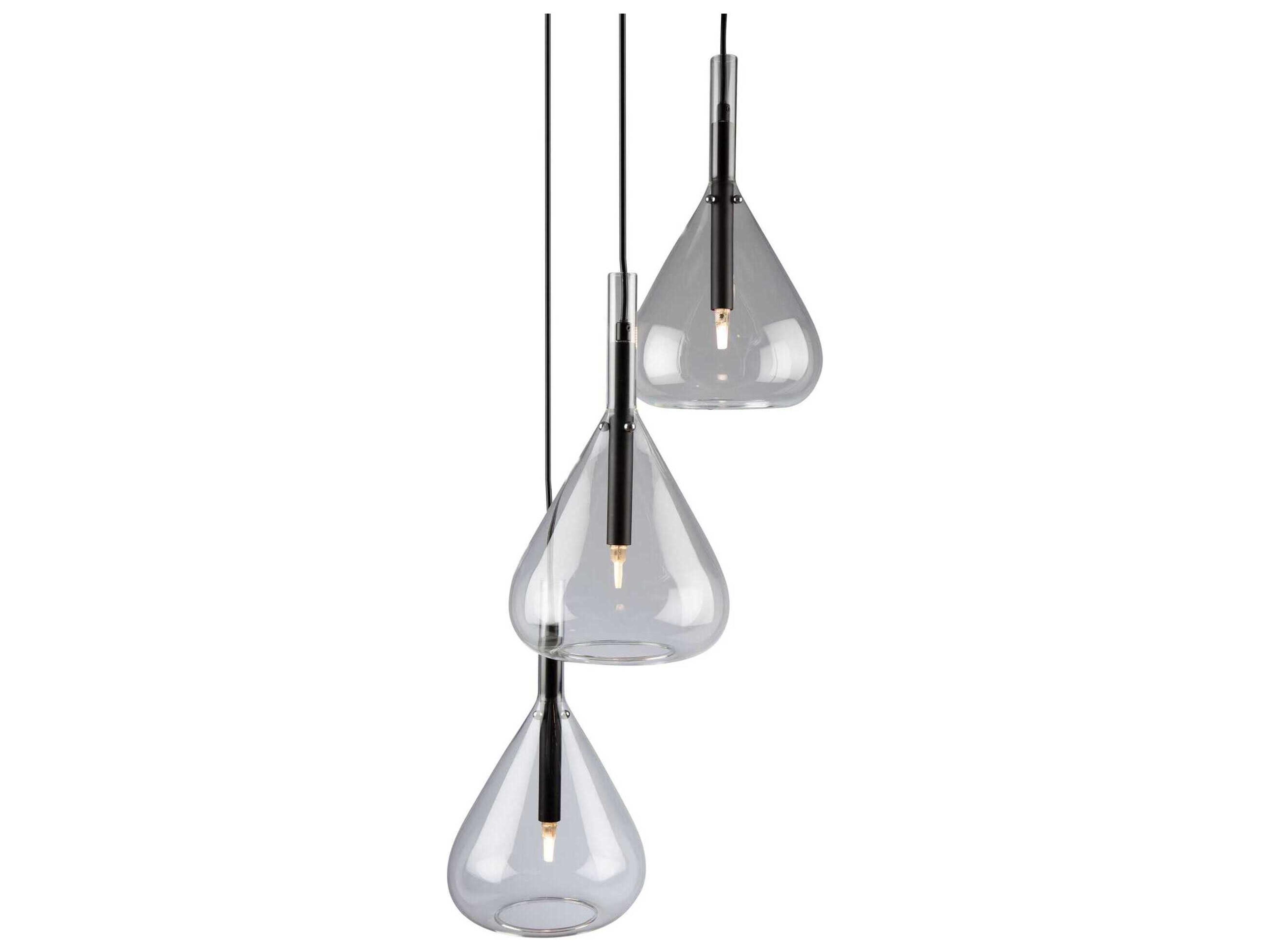 Artcraft Conic 3-Light Black Glass Pendant