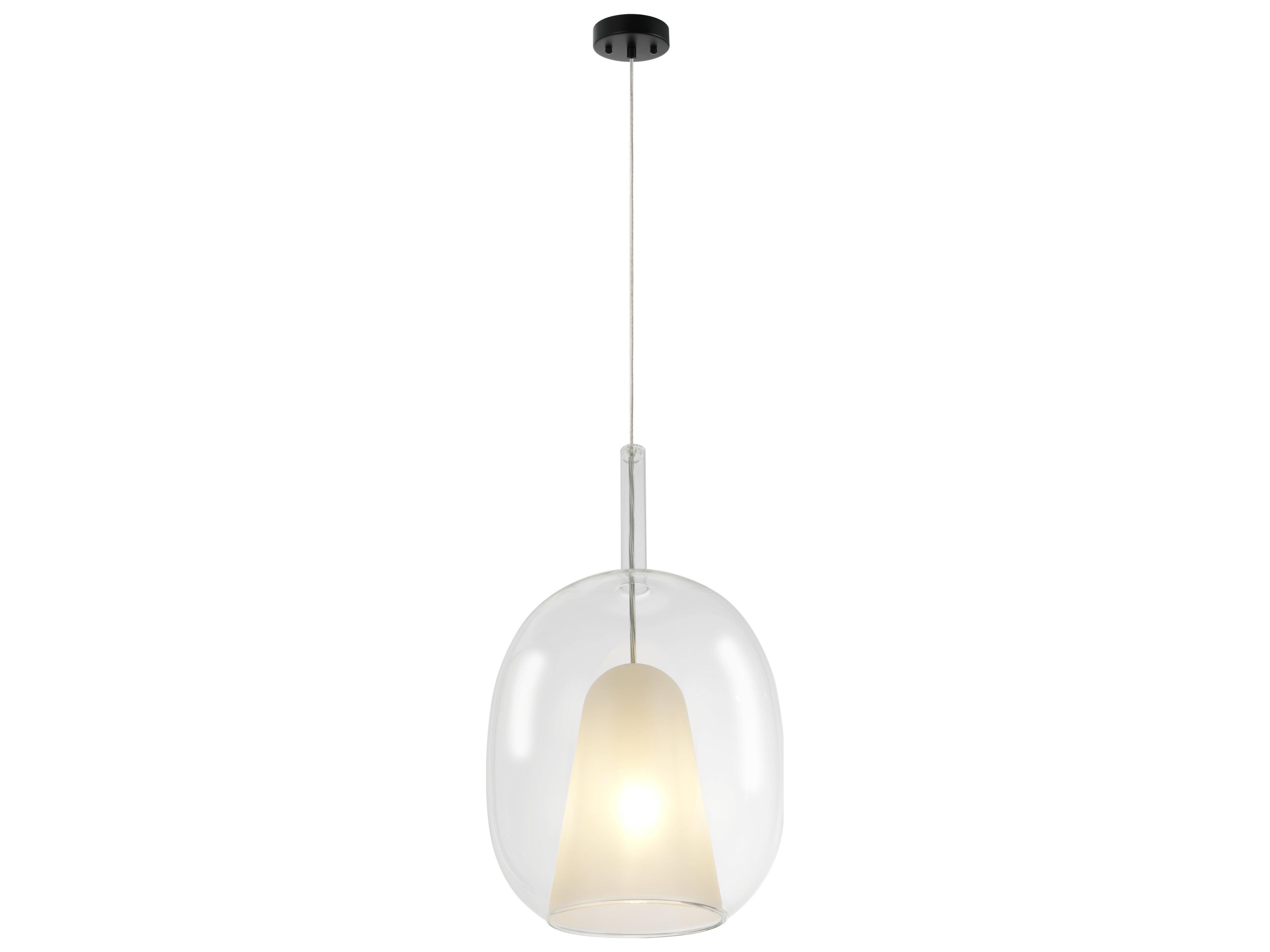 Dusk Single Light Pendant in Black with Clear Glass Shade