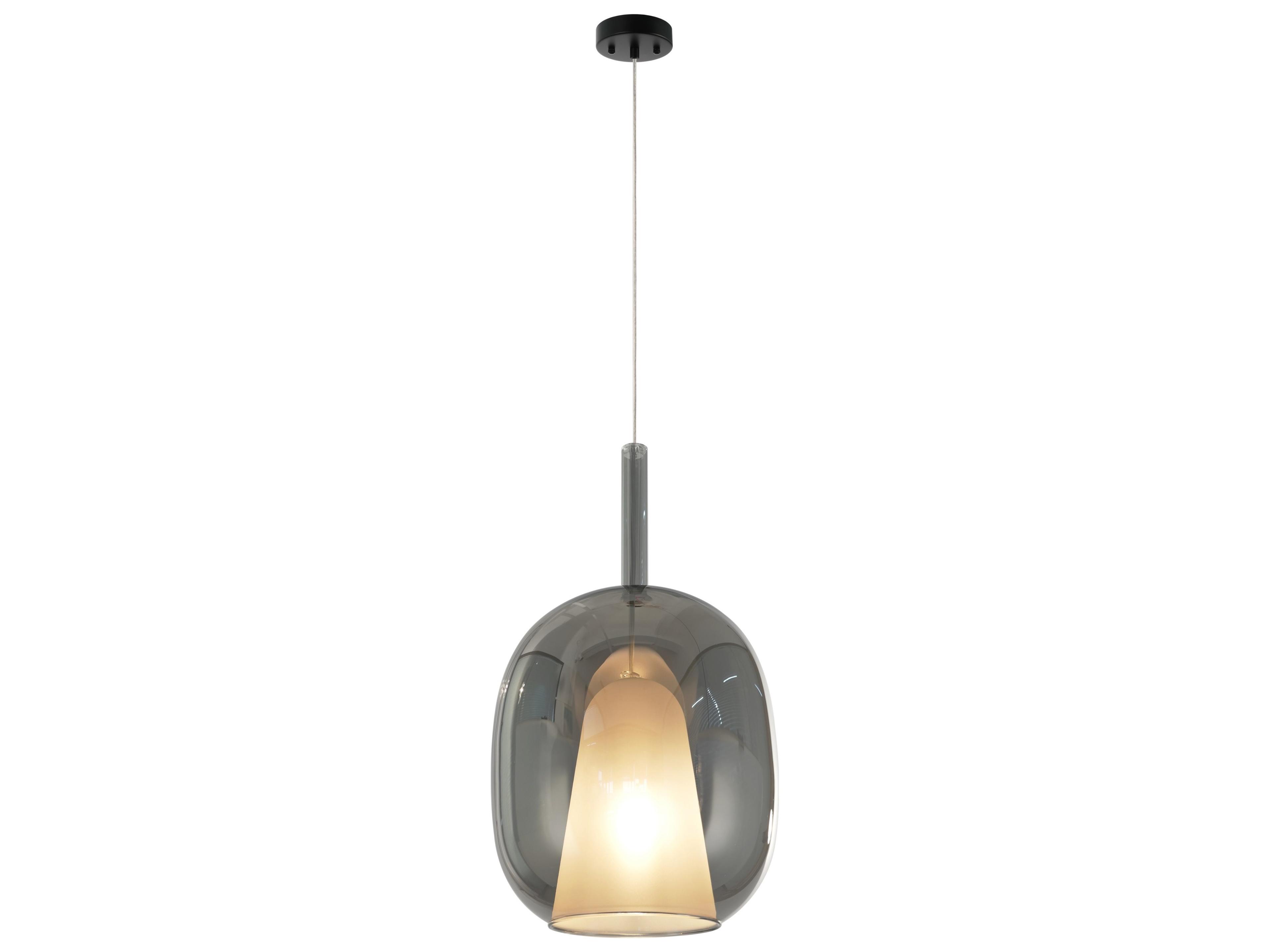 Dusk Pendant Light in Black with Smoke Glass