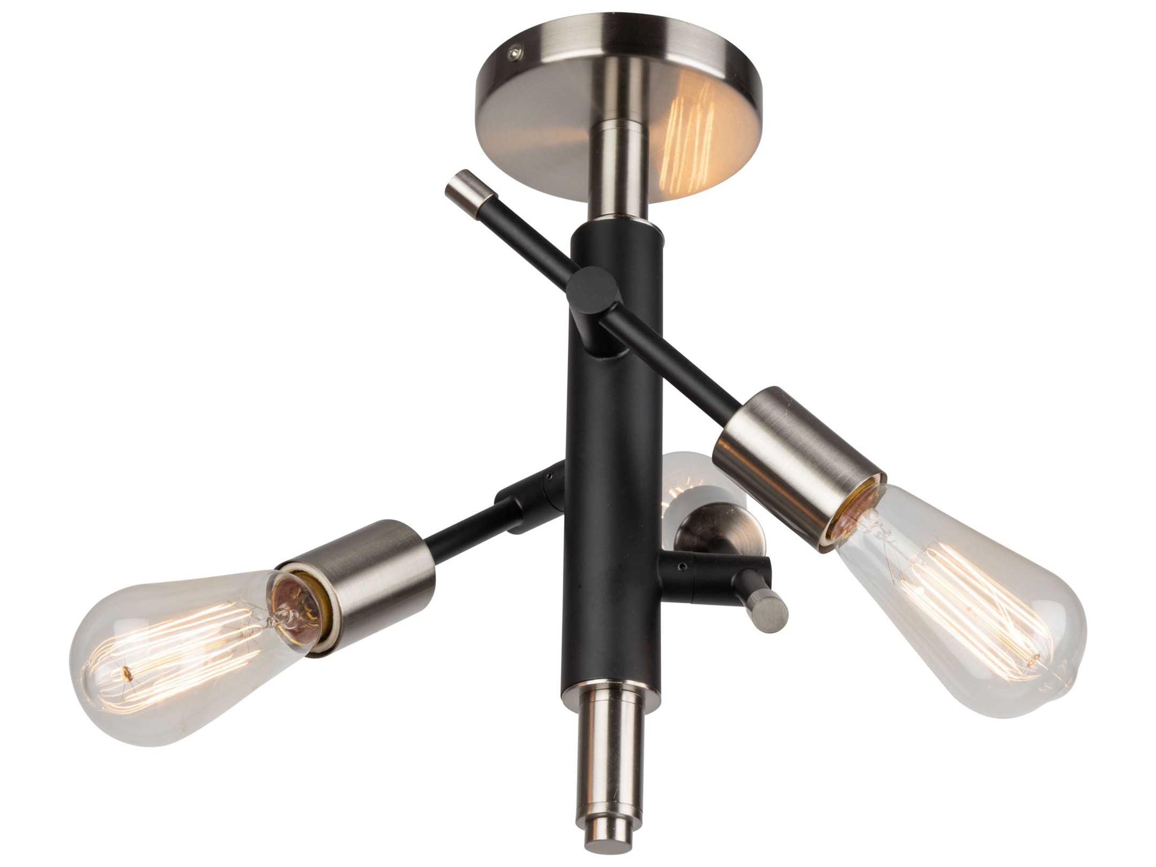 Artcraft Truro 3-Light Black Brushed Nickel LED Semi Flush Mount