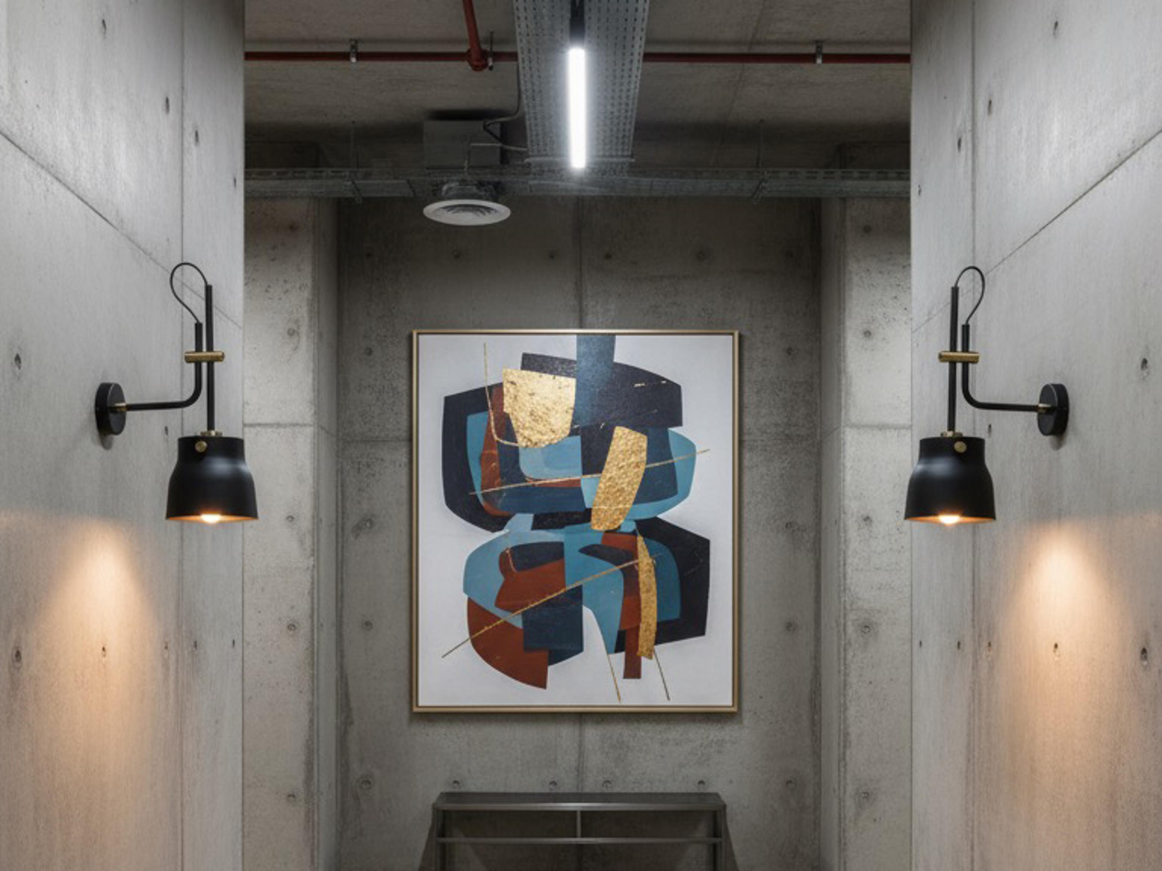 Artcraft Euro Industrial 1-Light Matte Black Harvest Brass LED Wall Sconce