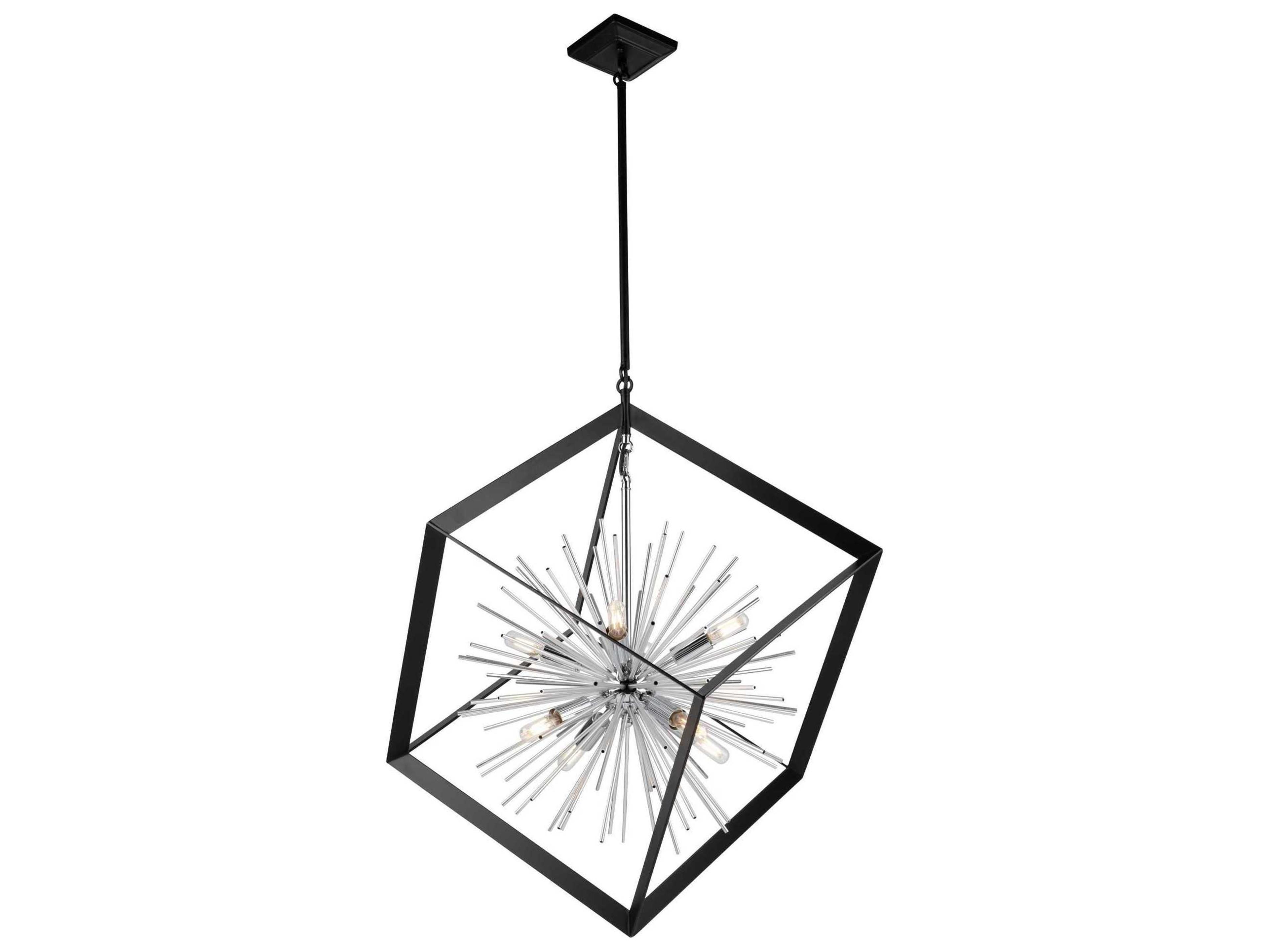 Artcraft Sunburst 8-Light Matte Black Chrome LED Geometric Pendant