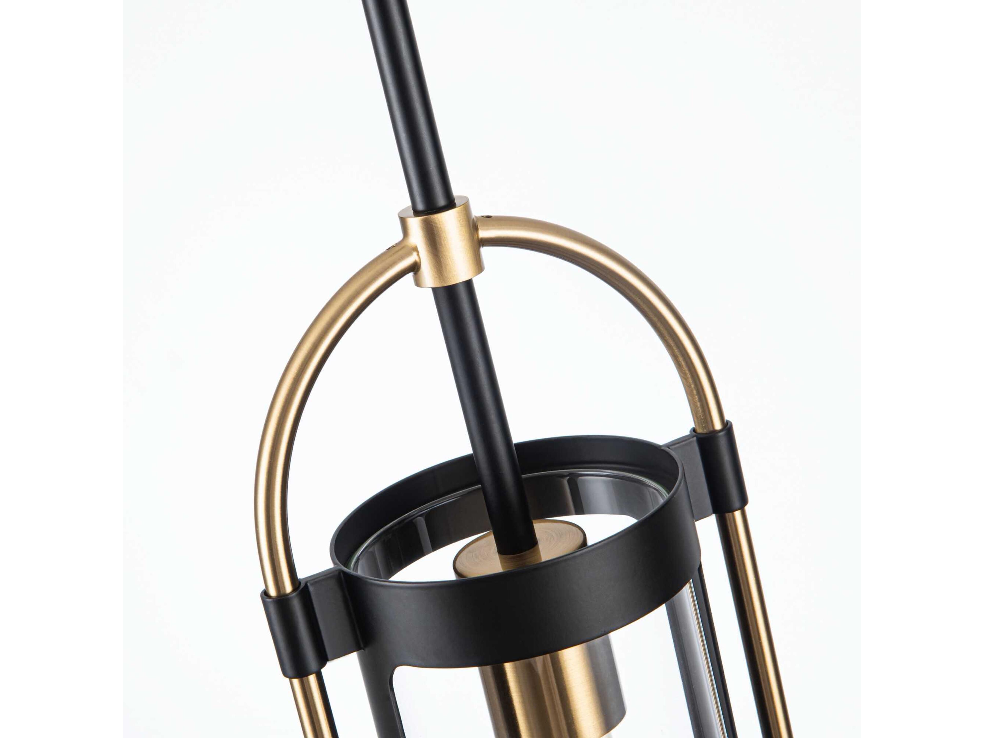 Artcraft Bonita 1-Light Black Brushed Brass Cylinder Lantern Mini Pendant
