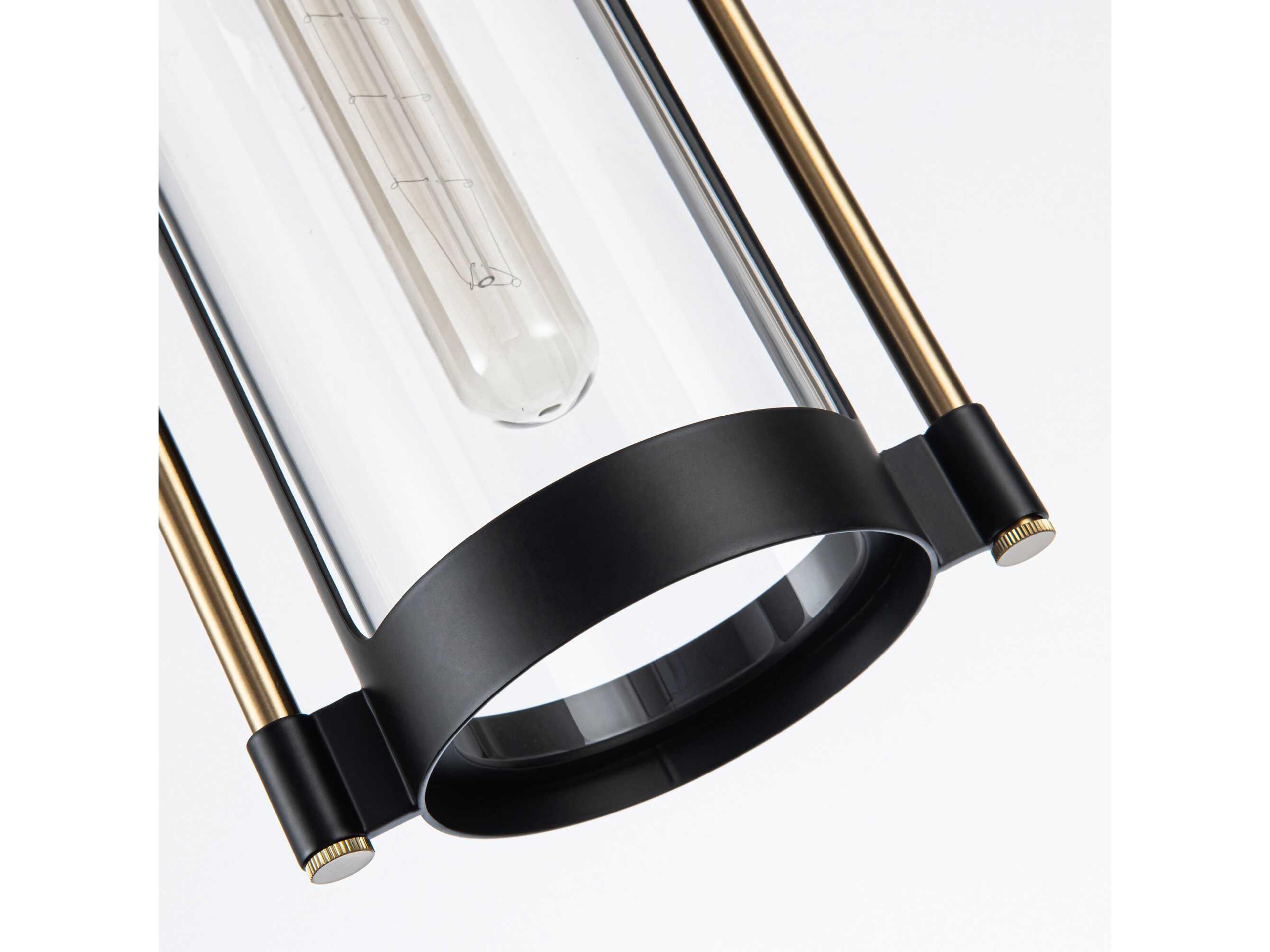 Artcraft Bonita 1-Light Black Brushed Brass Cylinder Lantern Mini Pendant