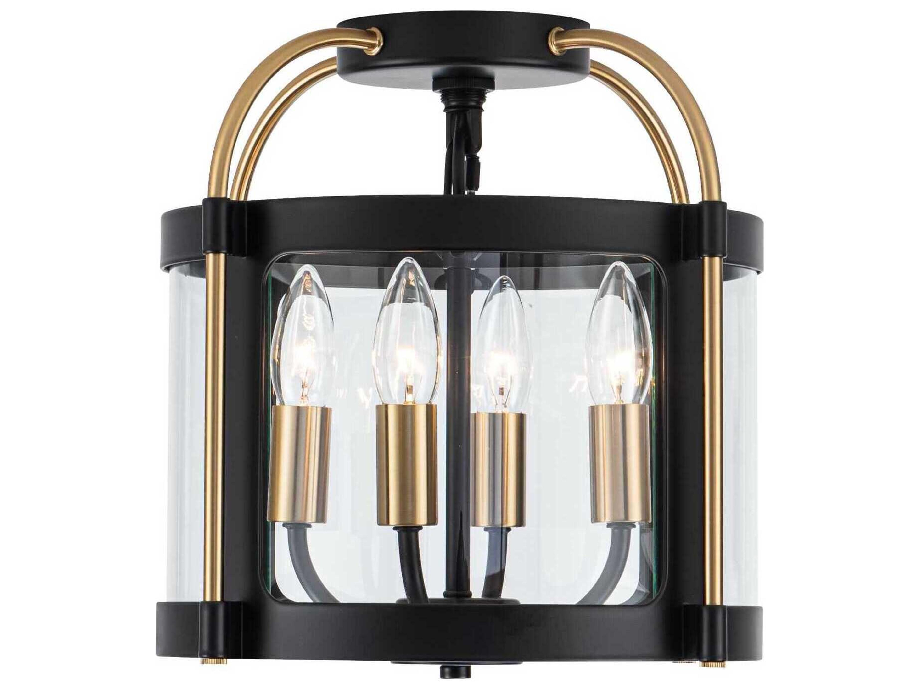 Artcraft Bonita 4-Light Black Brushed Brass Semi Flush Mount