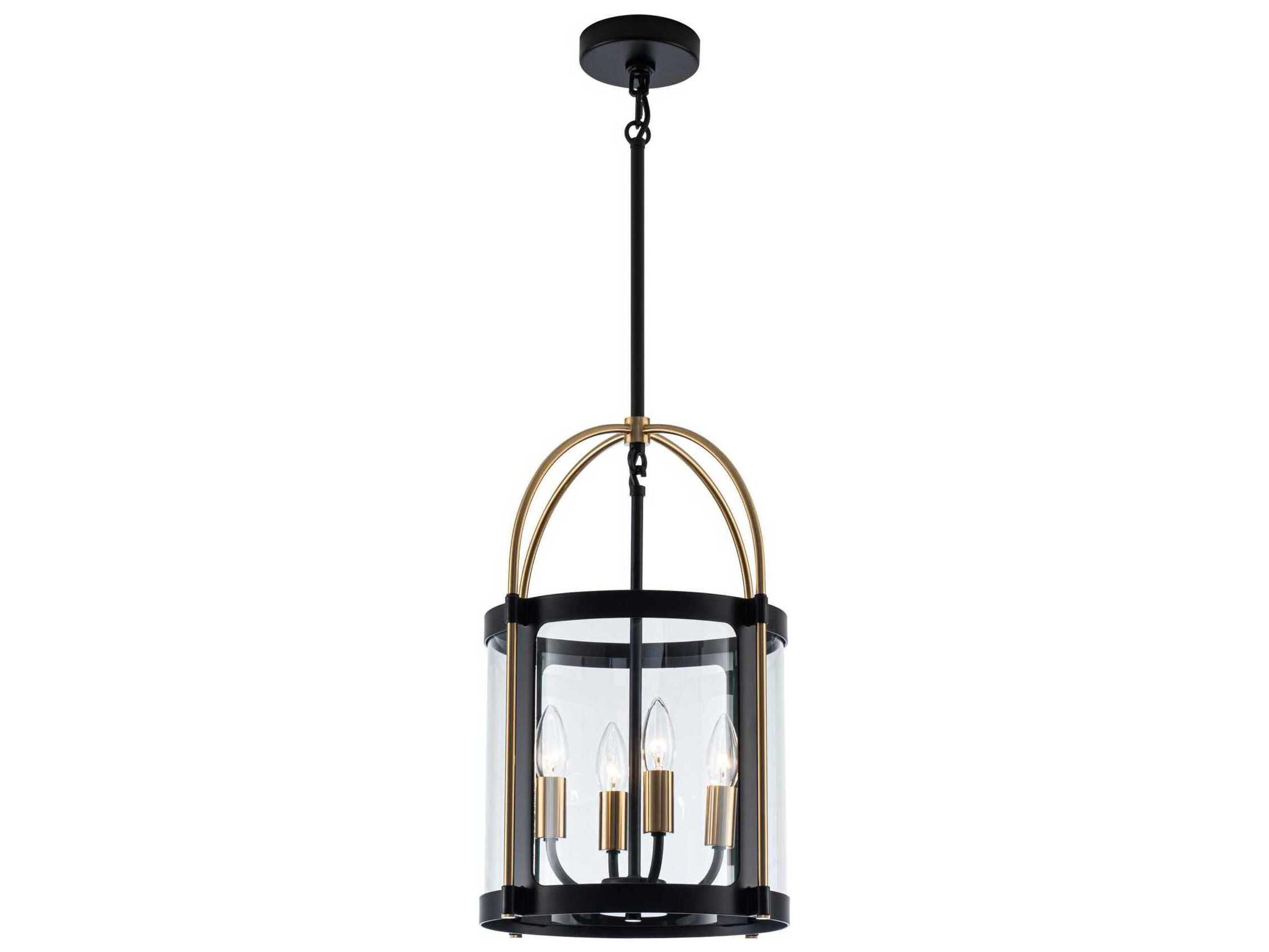 Artcraft Bonita 4-Light Black Brushed Brass Cylinder Lantern Pendant