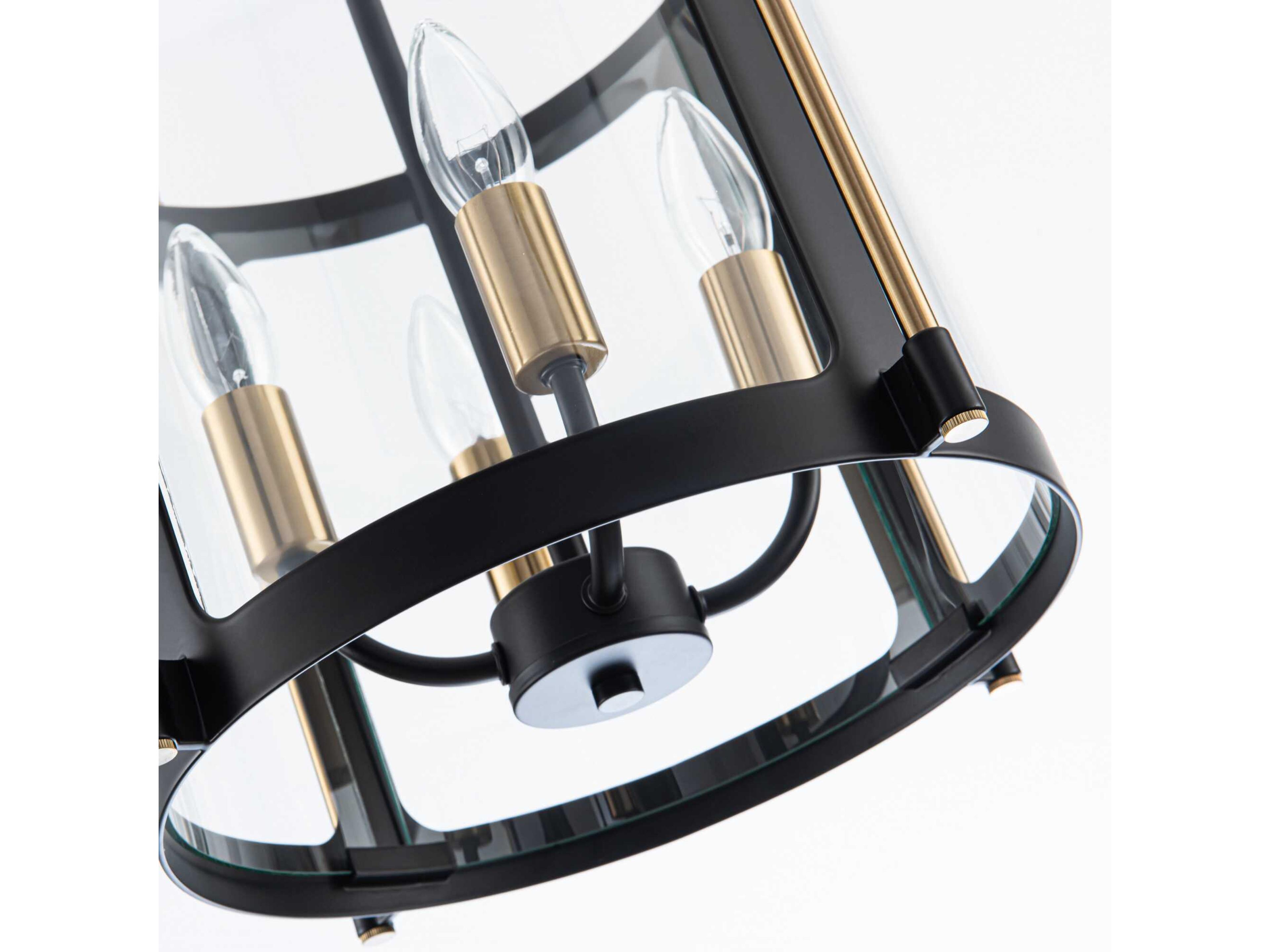 Artcraft Bonita 4-Light Black Brushed Brass Cylinder Lantern Pendant