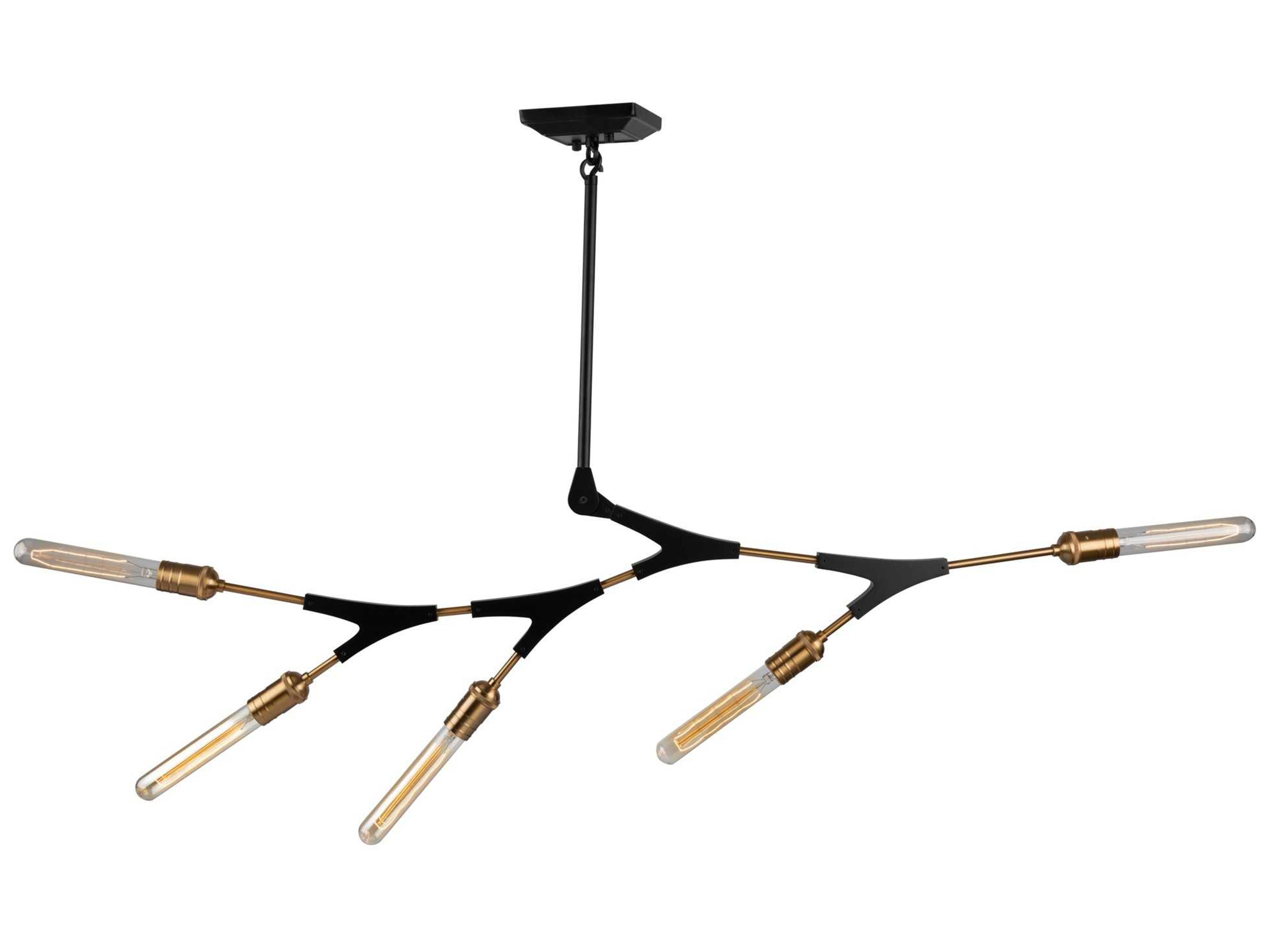 Artcraft Filiali 5-Light Black Harvest Brass LED Geometric Chandelier