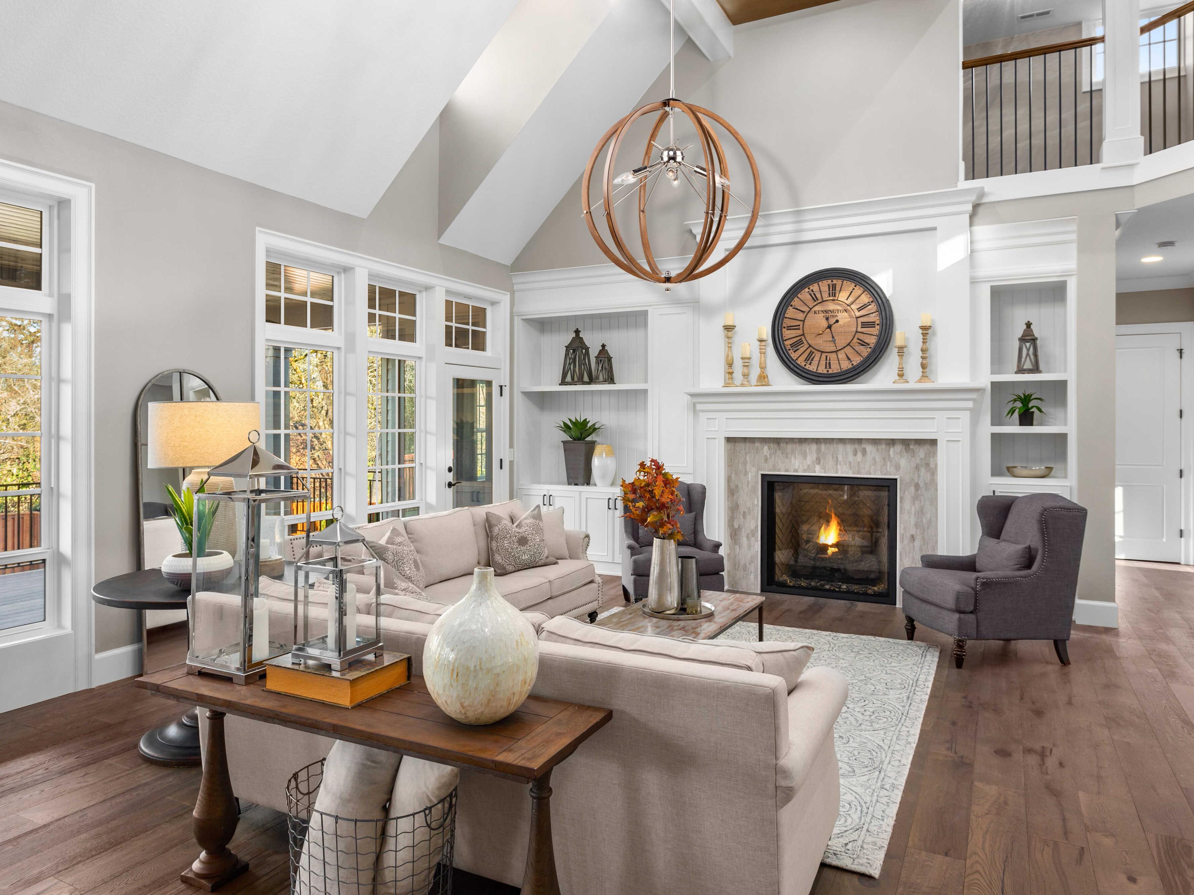 Artcraft Abbey 6-Light Faux Wood Polished Nickel Brown LED Round Pendant